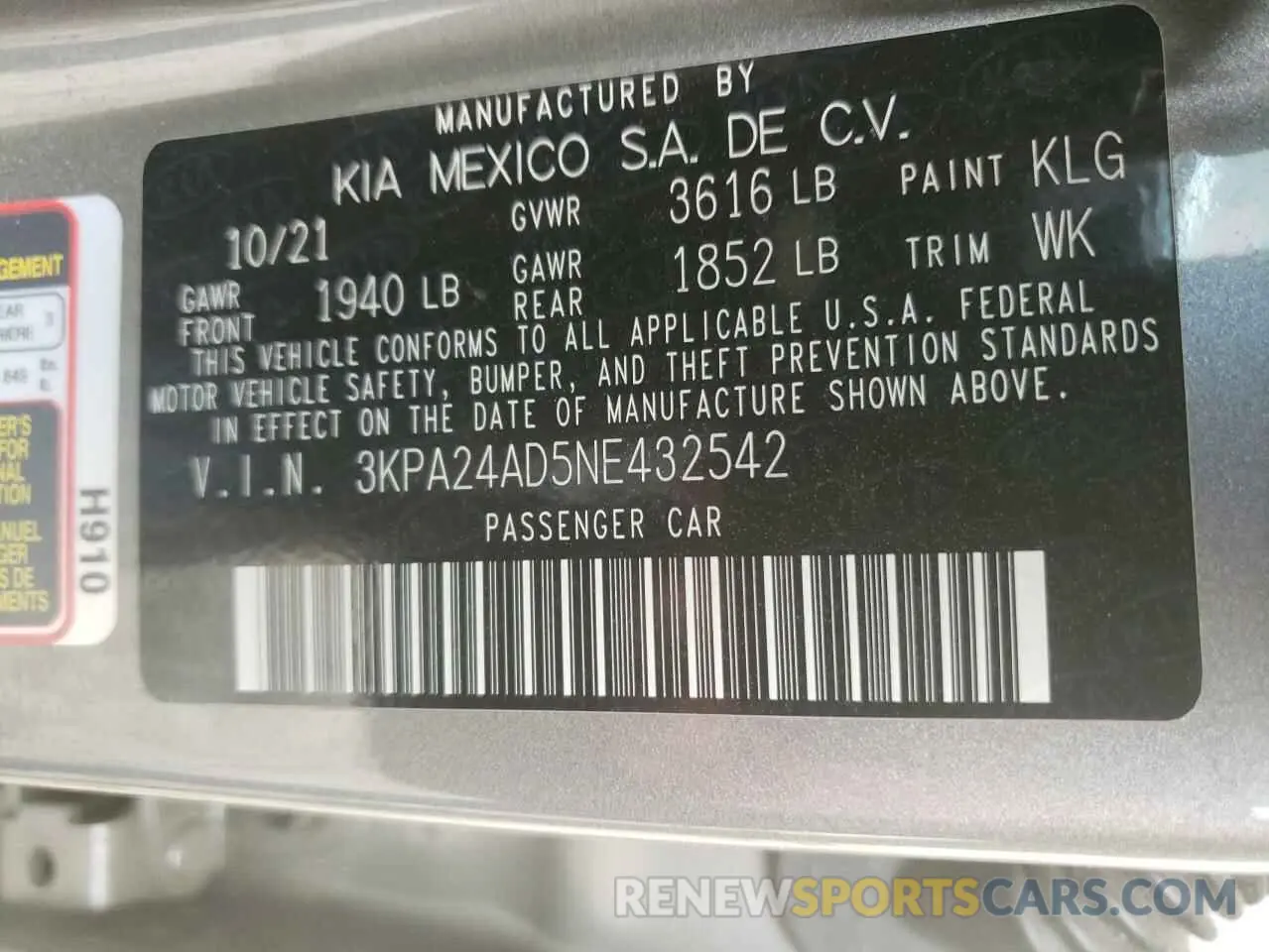 12 Фотография поврежденного автомобиля 3KPA24AD5NE432542 KIA RIO 2022