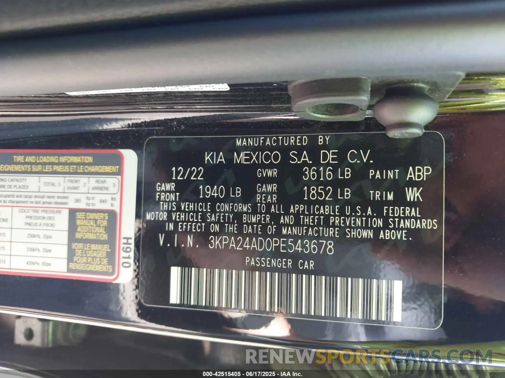 9 Photograph of a damaged car 3KPA24AD0PE543678 KIA RIO 2023