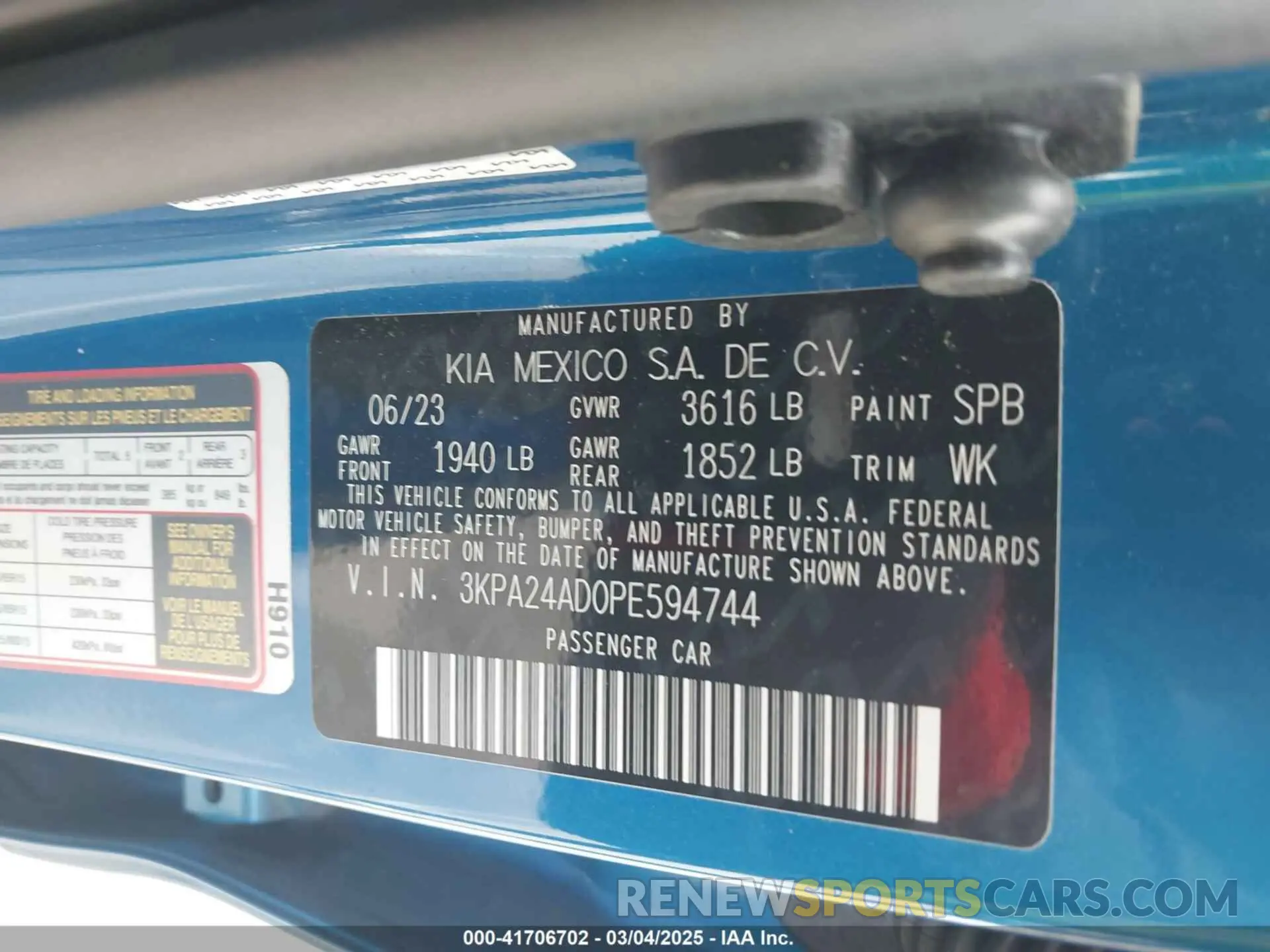 9 Фотография поврежденного автомобиля 3KPA24AD0PE594744 KIA RIO 2023