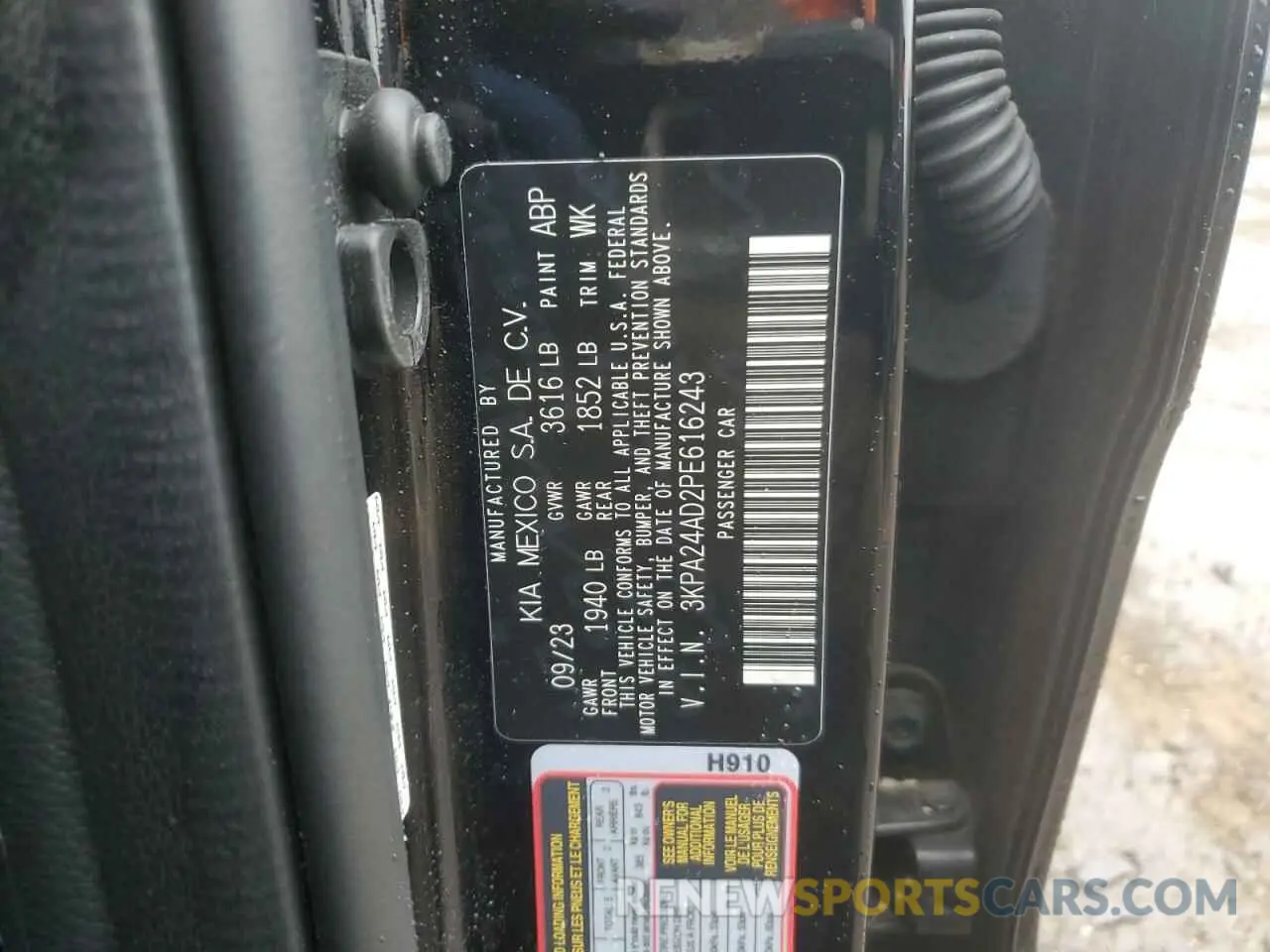 12 Photograph of a damaged car 3KPA24AD2PE616243 KIA RIO 2023