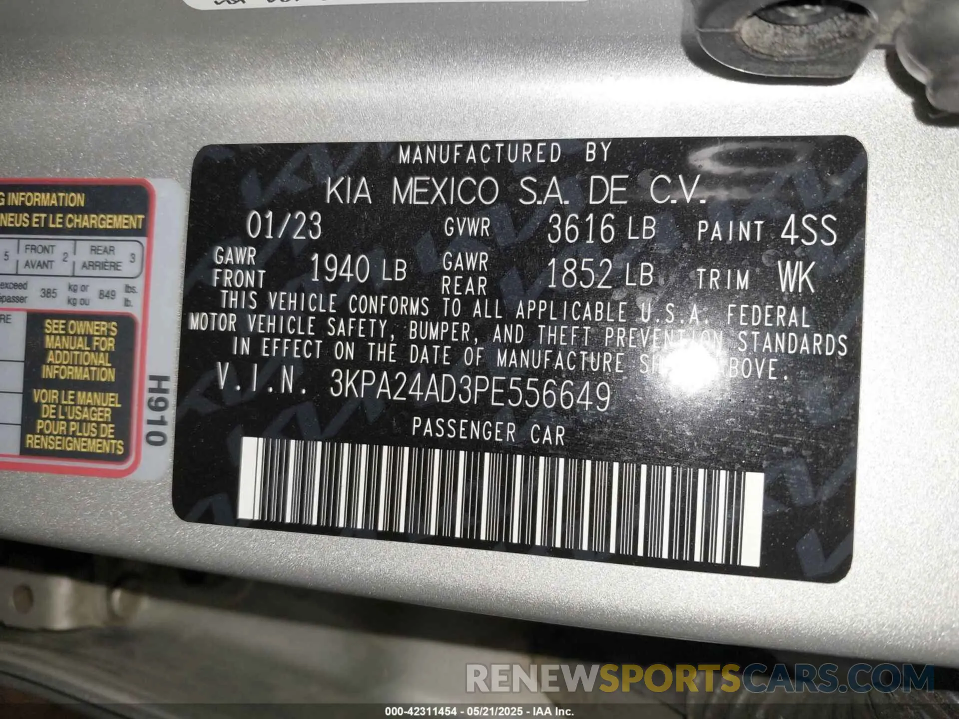 9 Фотография поврежденного автомобиля 3KPA24AD3PE556649 KIA RIO 2023