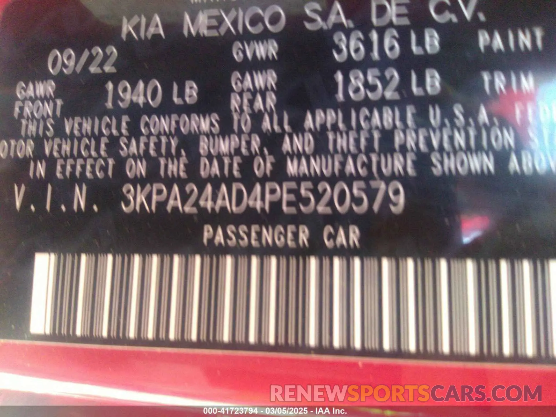 9 Фотография поврежденного автомобиля 3KPA24AD4PE520579 KIA RIO 2023