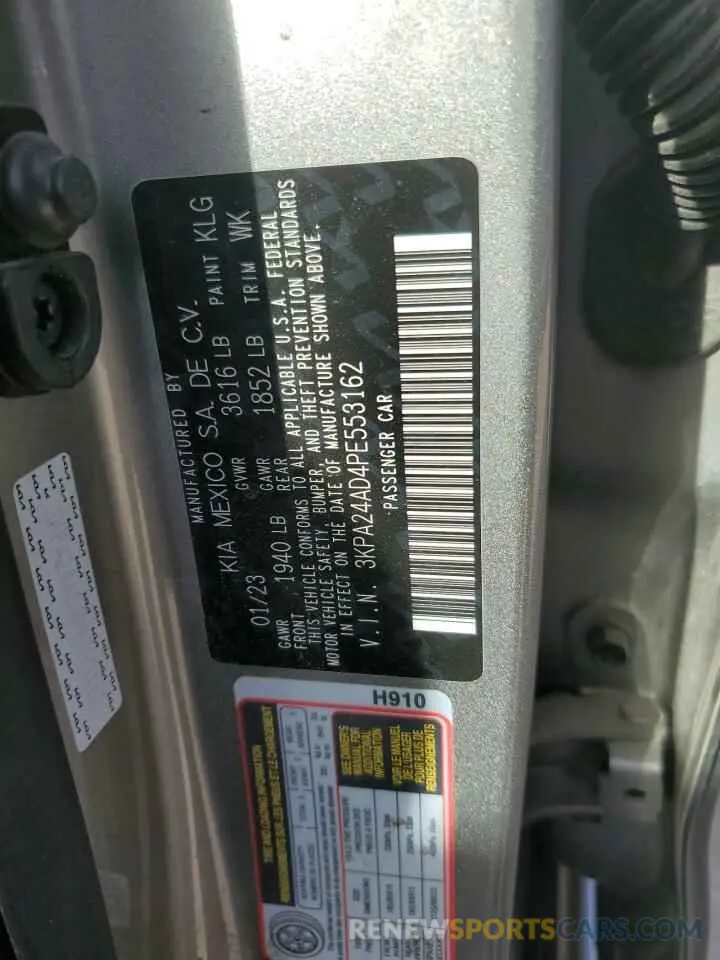 14 Photograph of a damaged car 3KPA24AD4PE553162 KIA RIO 2023