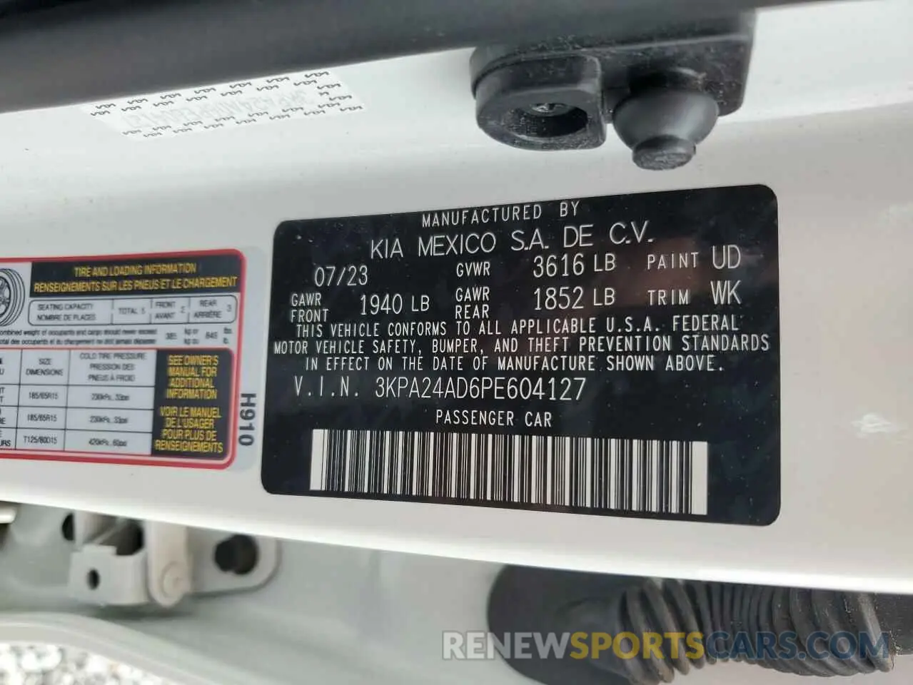 13 Photograph of a damaged car 3KPA24AD6PE604127 KIA RIO 2023
