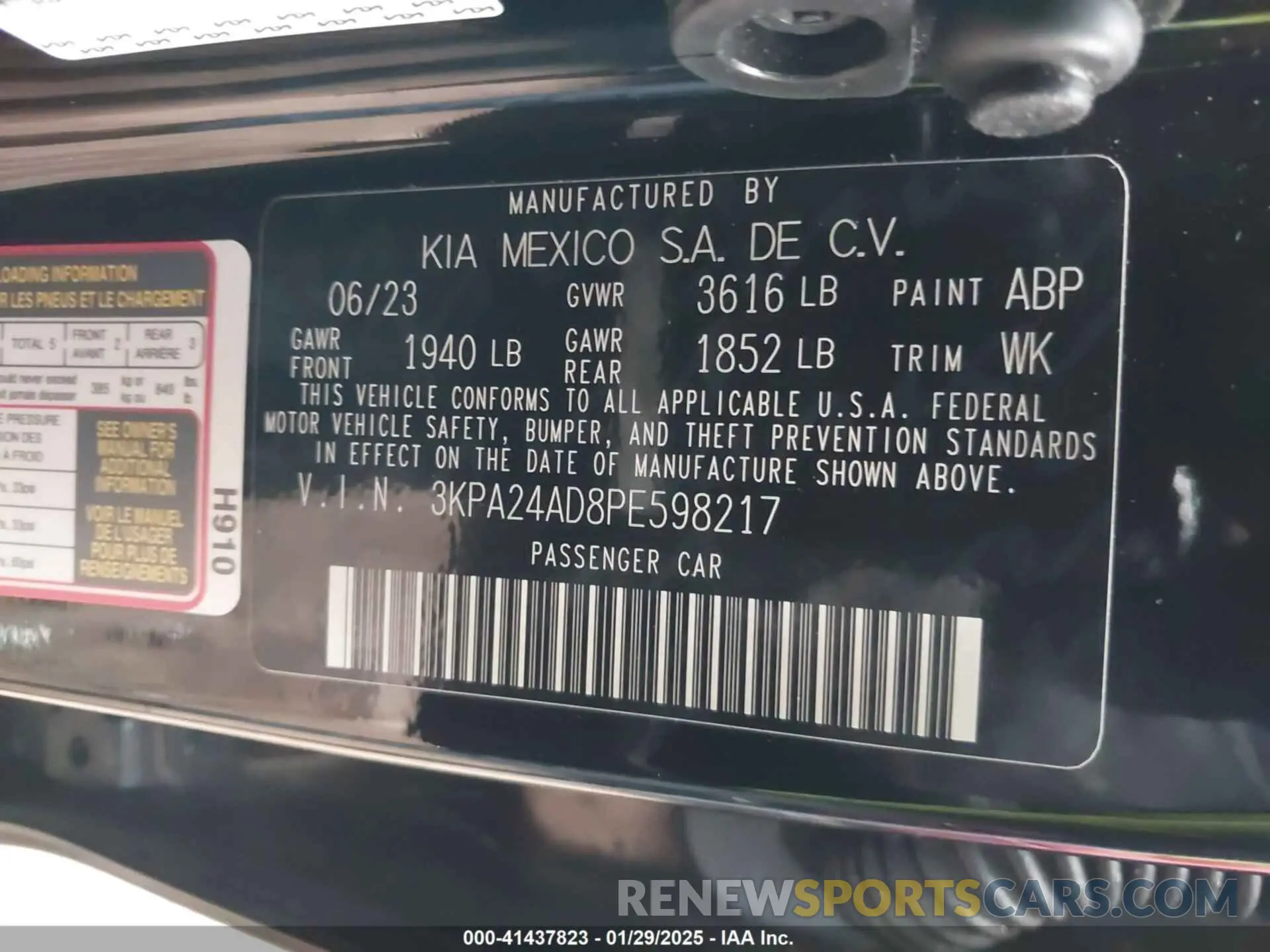 9 Фотография поврежденного автомобиля 3KPA24AD8PE598217 KIA RIO 2023