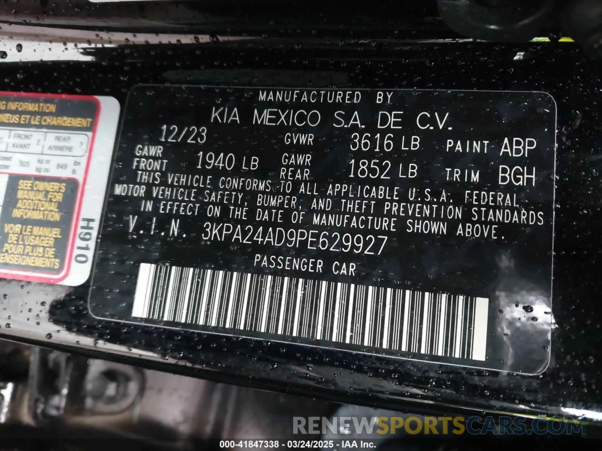 9 Фотография поврежденного автомобиля 3KPA24AD9PE629927 KIA RIO 2023