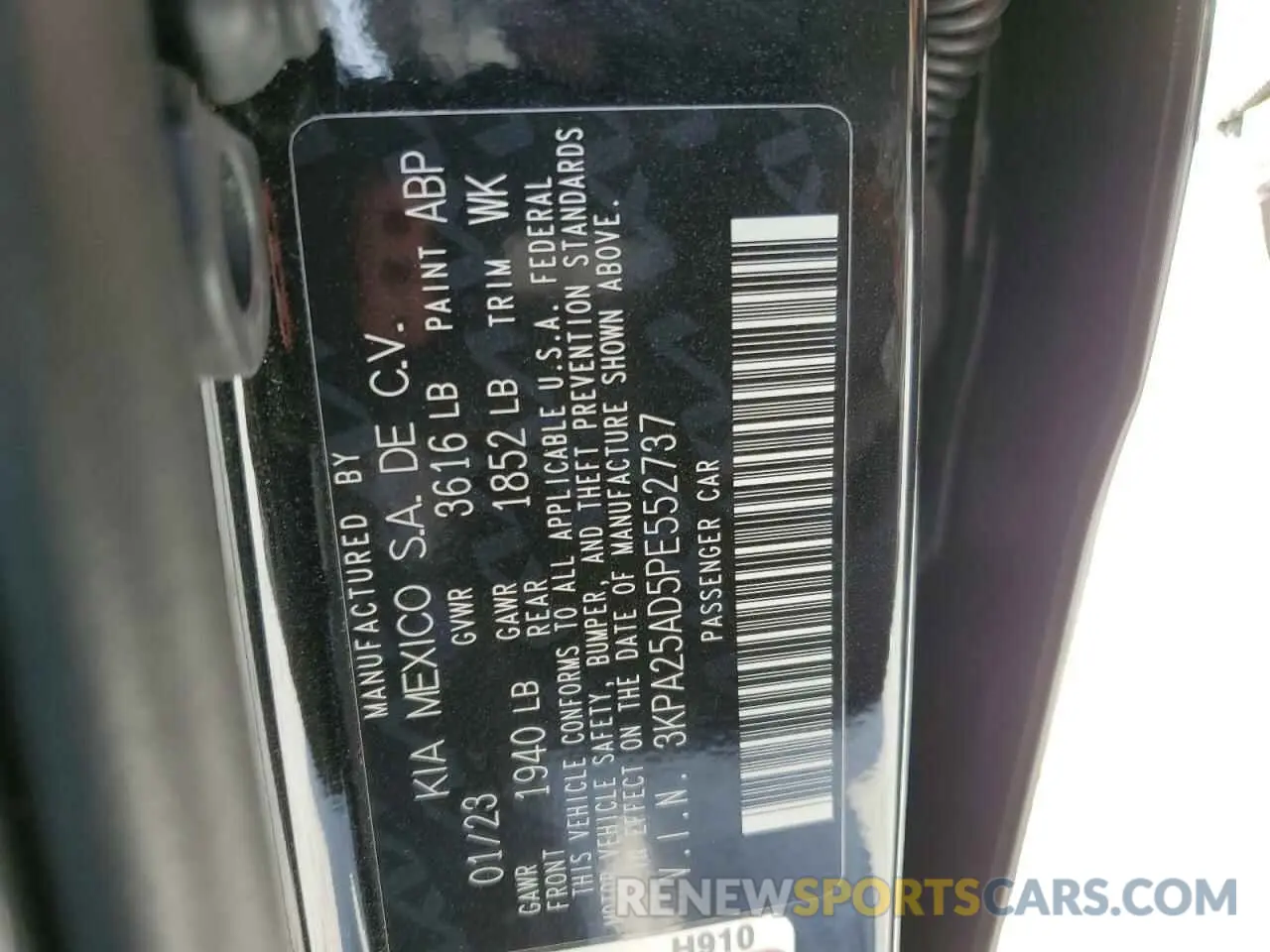 13 Photograph of a damaged car 3KPA25AD5PE552737 KIA RIO 2023