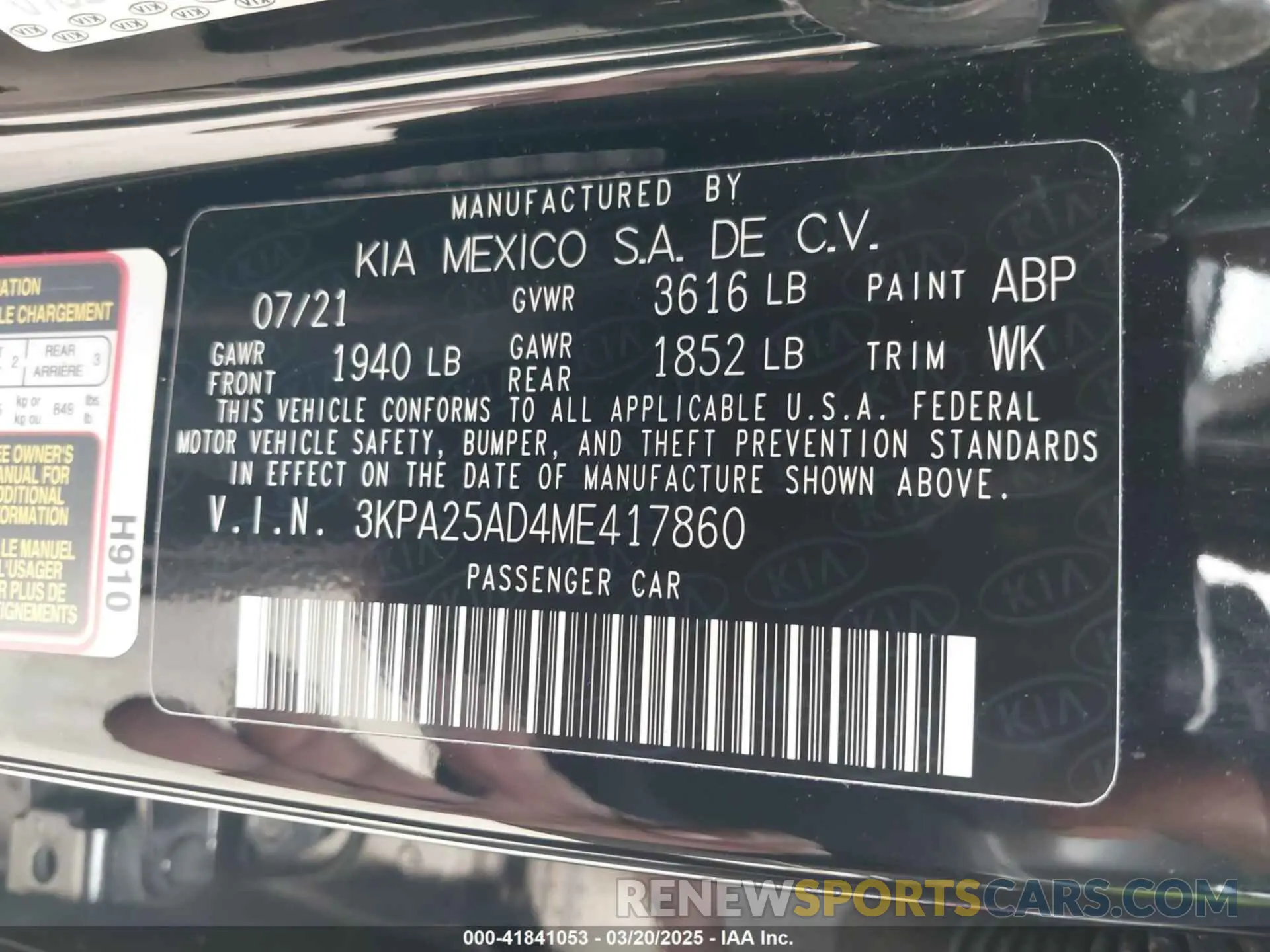9 Фотография поврежденного автомобиля 3KPA25AD4ME417860 KIA RIO 5-DOOR 2021