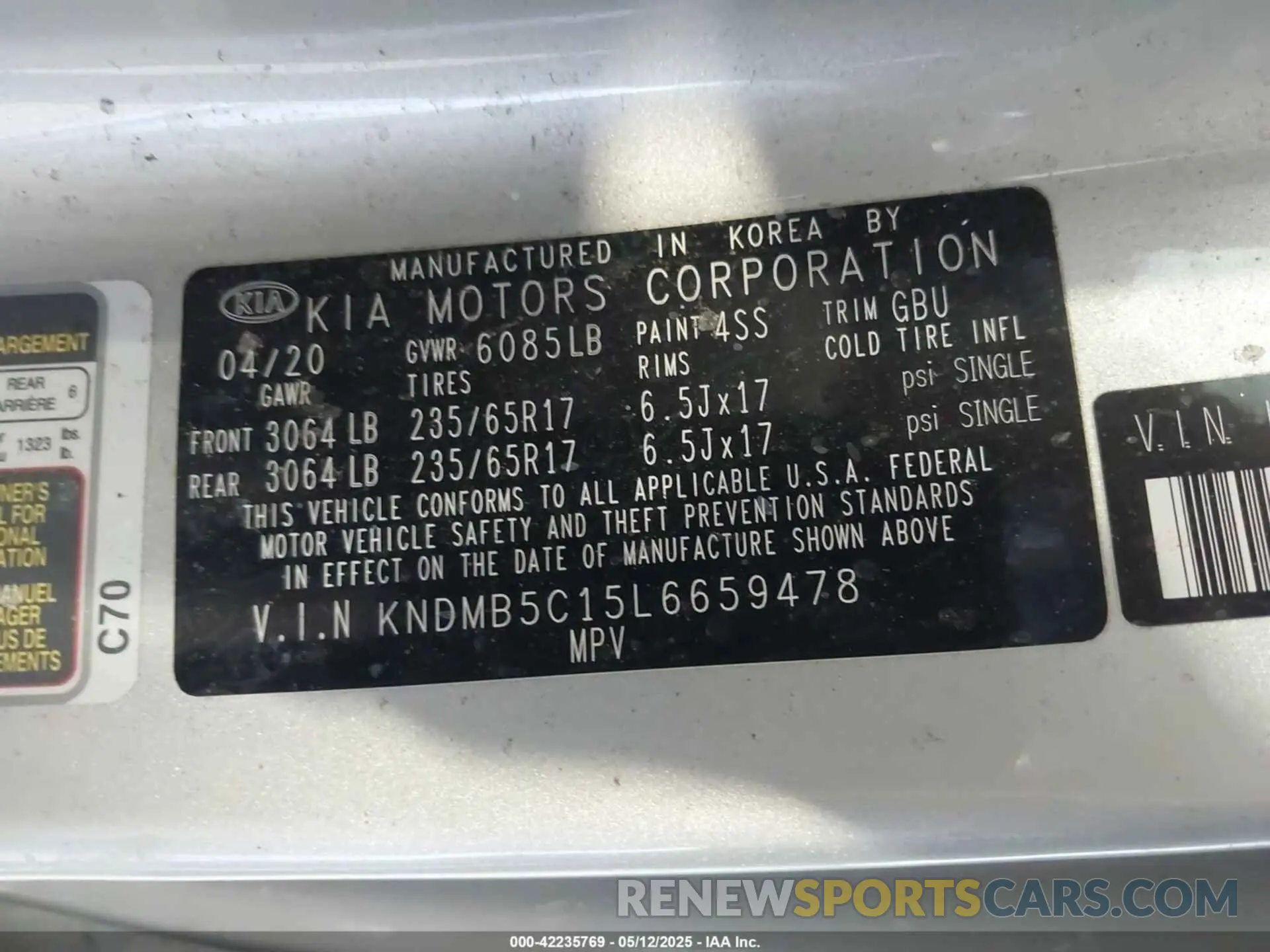 9 Фотография поврежденного автомобиля KNDMB5C15L6659478 KIA SEDONA 2020