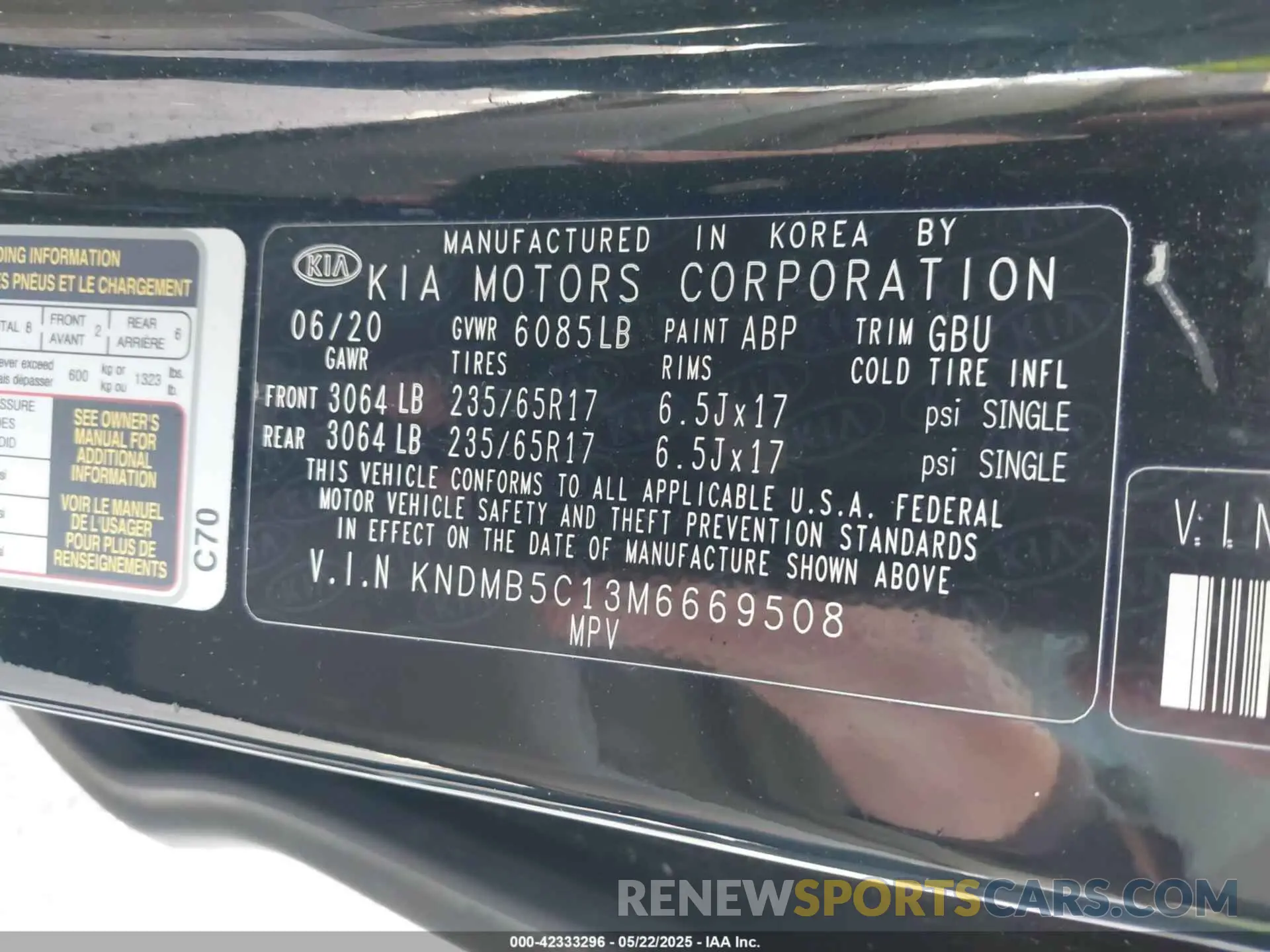 9 Photograph of a damaged car KNDMB5C13M6669508 KIA SEDONA 2021