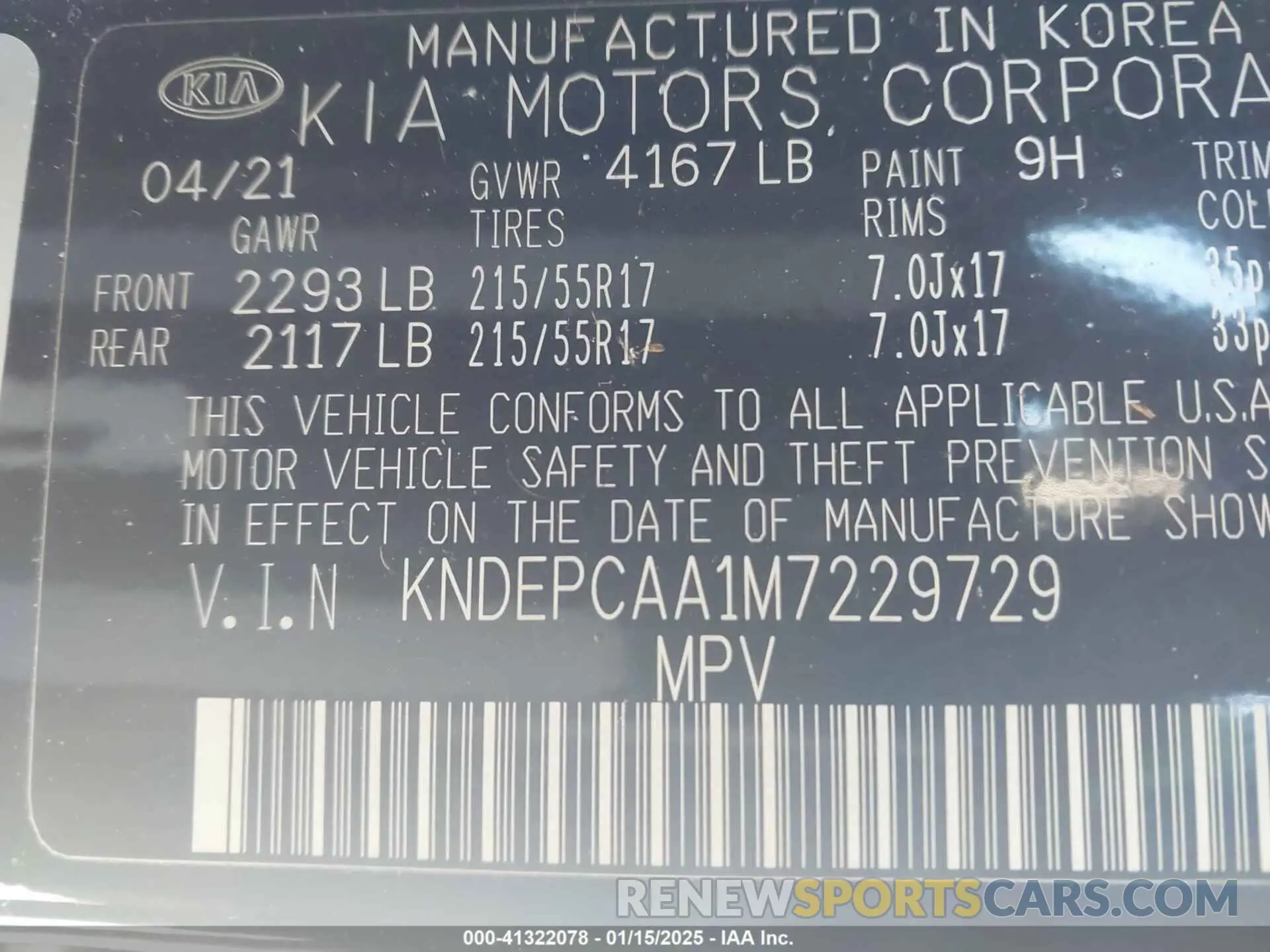 9 Photograph of a damaged car KNDEPCAA1M7229729 KIA SELTOS 2021