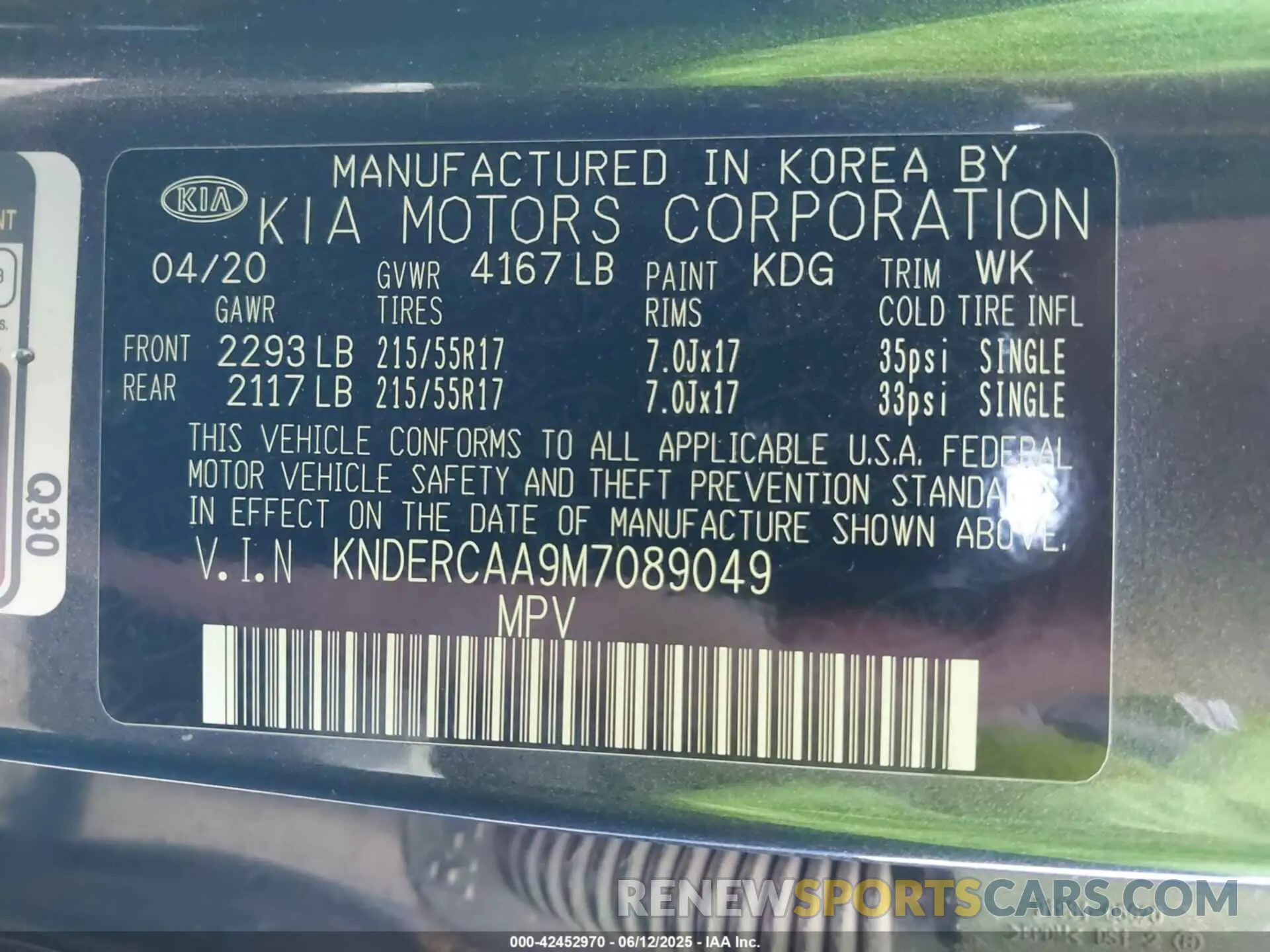 9 Photograph of a damaged car KNDERCAA9M7089049 KIA SELTOS 2021