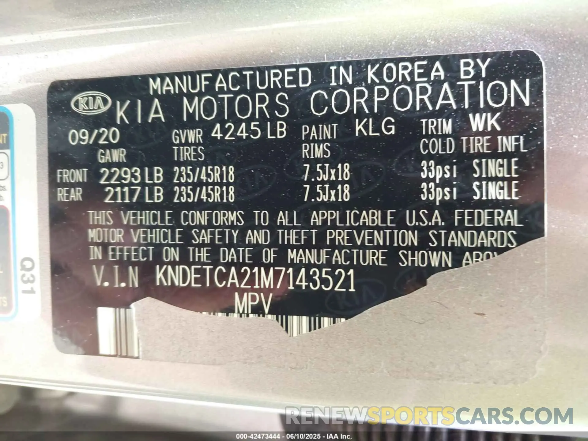 9 Фотография поврежденного автомобиля KNDETCA21M7143521 KIA SELTOS 2021