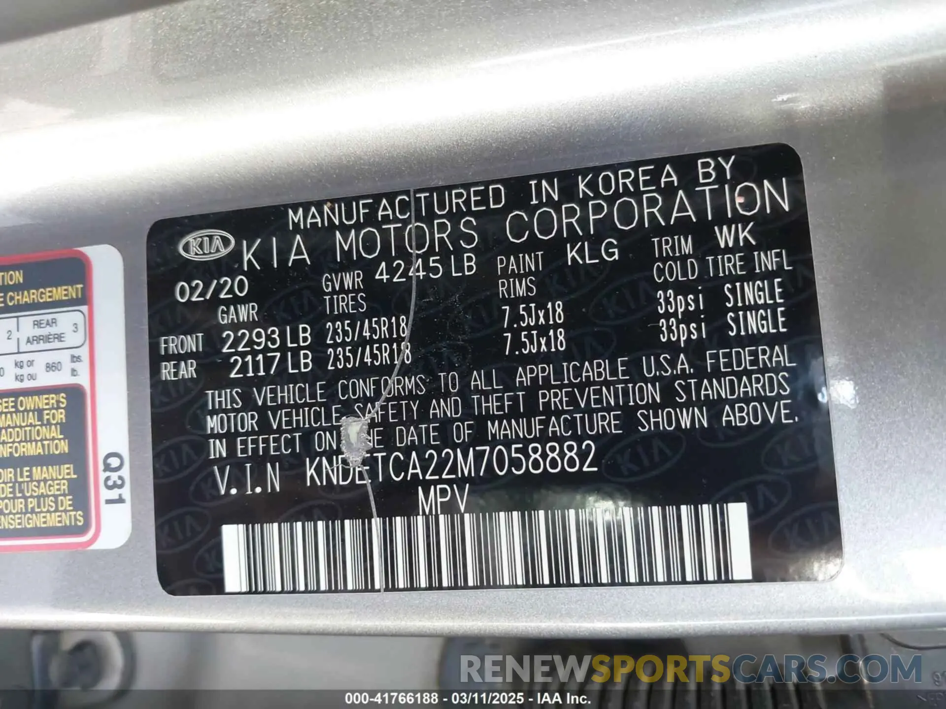 9 Photograph of a damaged car KNDETCA22M7058882 KIA SELTOS 2021