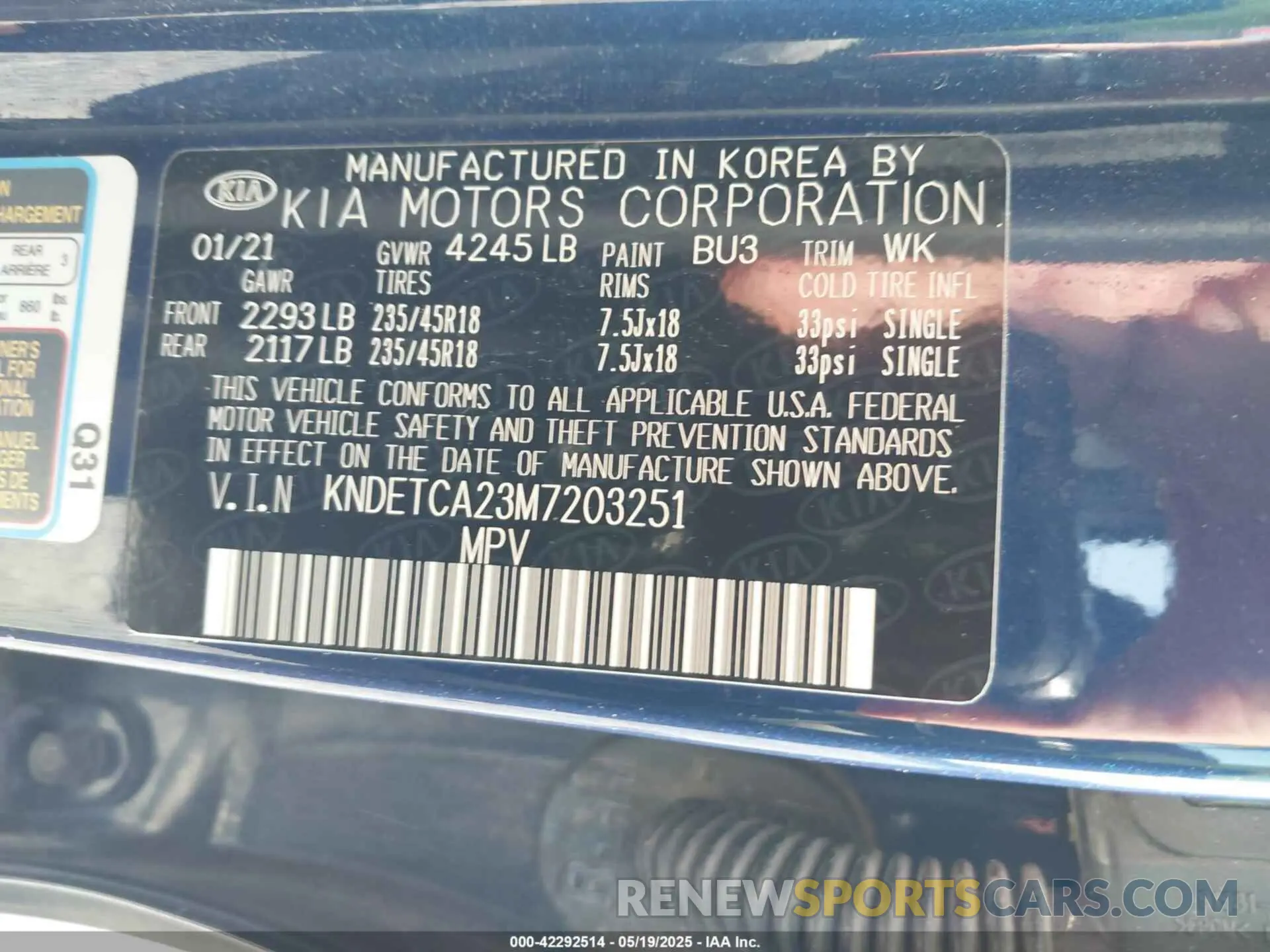 9 Photograph of a damaged car KNDETCA23M7203251 KIA SELTOS 2021