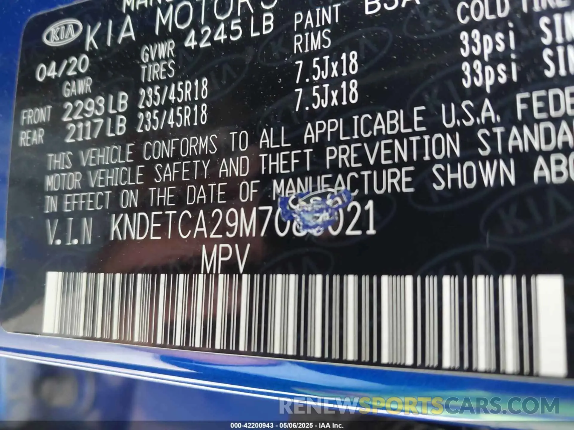 9 Photograph of a damaged car KNDETCA29M7083021 KIA SELTOS 2021