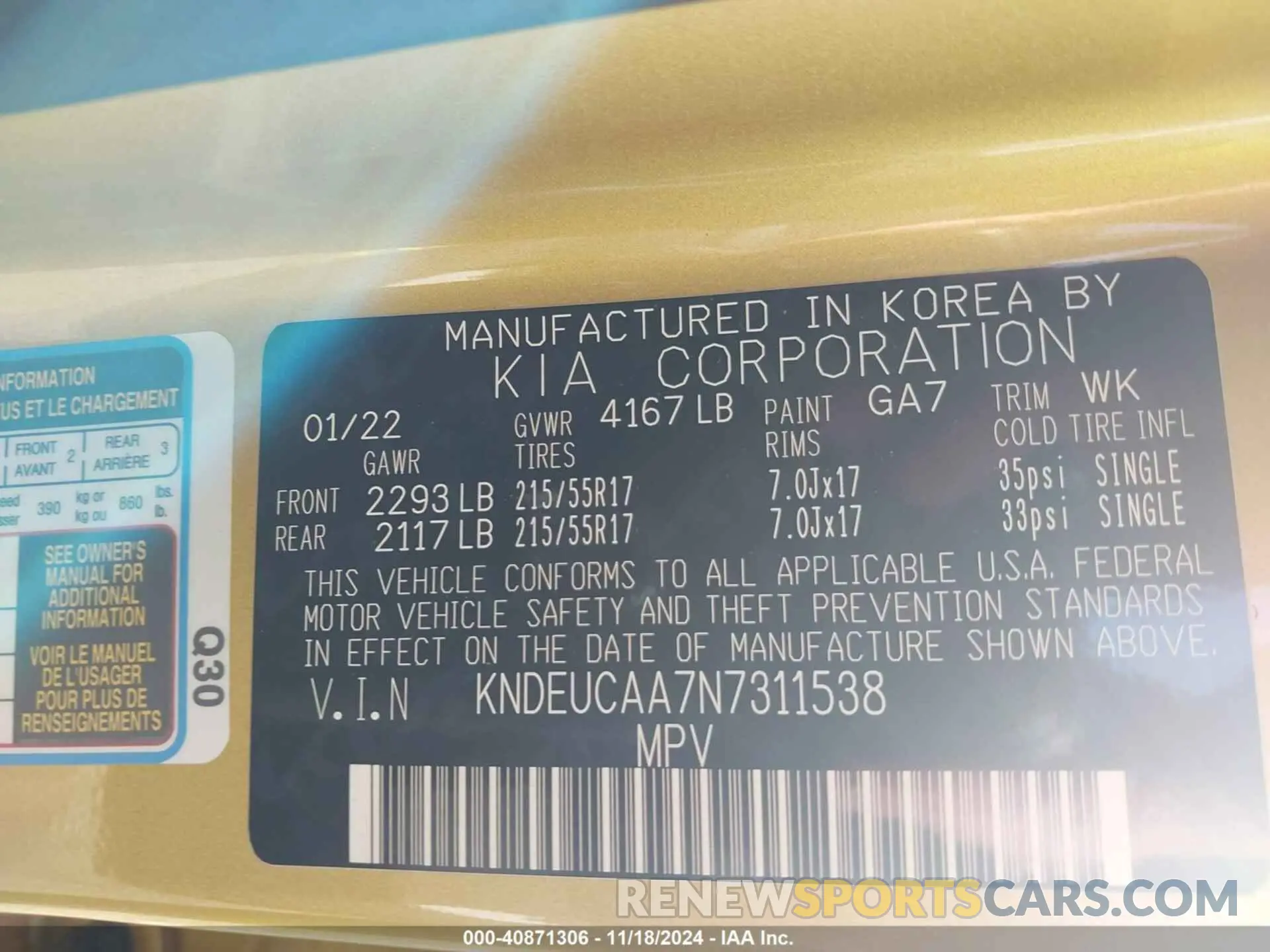 9 Photograph of a damaged car KNDEUCAA7N7311538 KIA SELTOS 2022