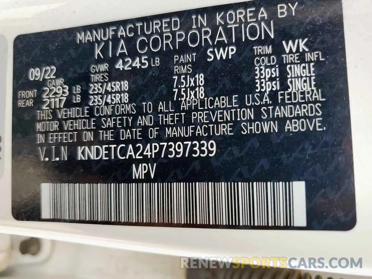 13 Photograph of a damaged car KNDETCA24P7397339 KIA SELTOS 2023