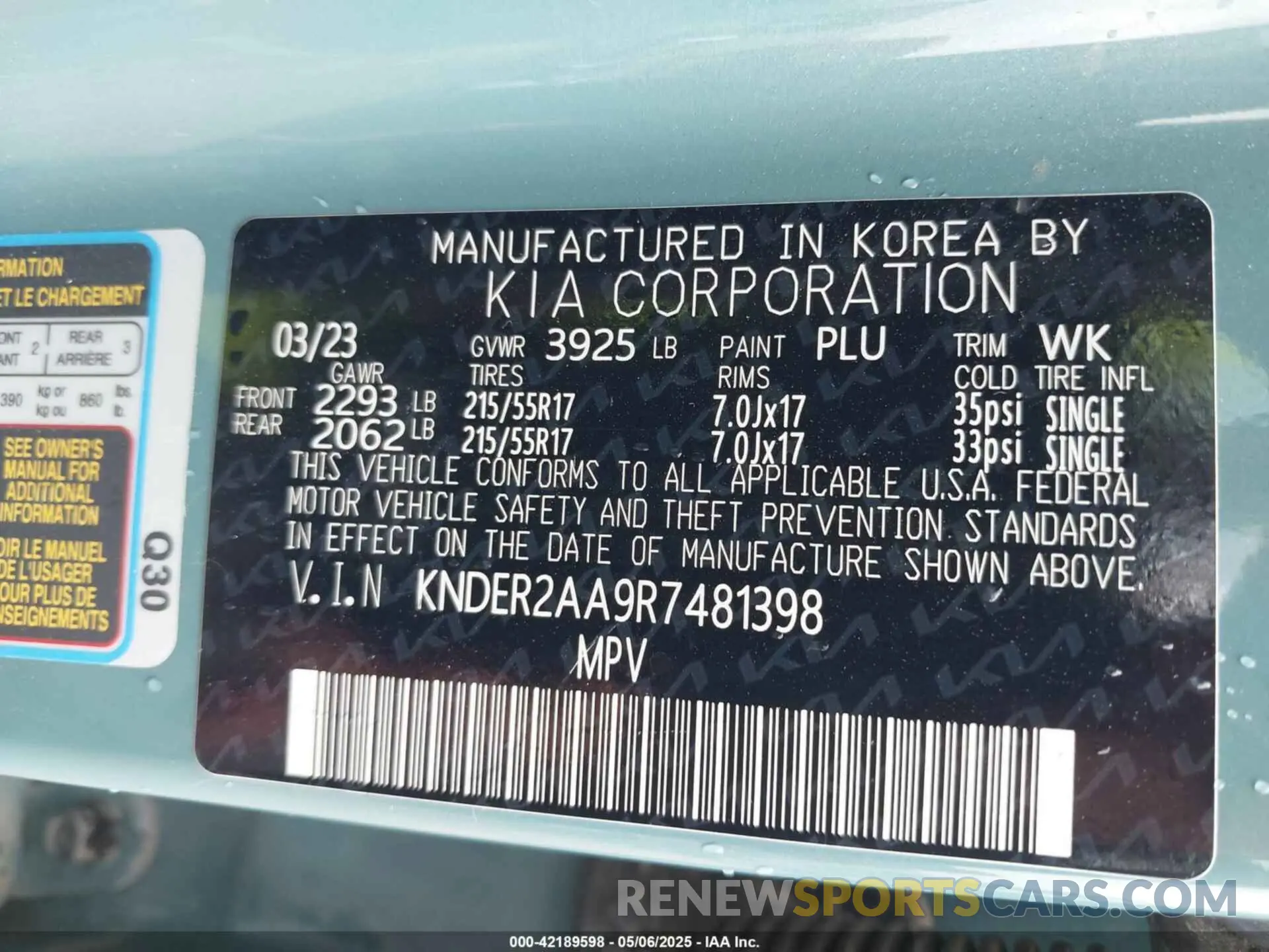 9 Photograph of a damaged car KNDER2AA9R7481398 KIA SELTOS 2024