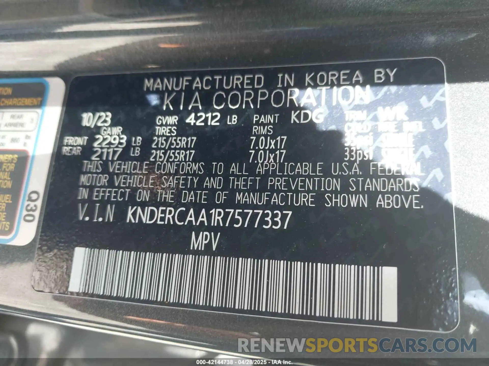 9 Photograph of a damaged car KNDERCAA1R7577337 KIA SELTOS 2024