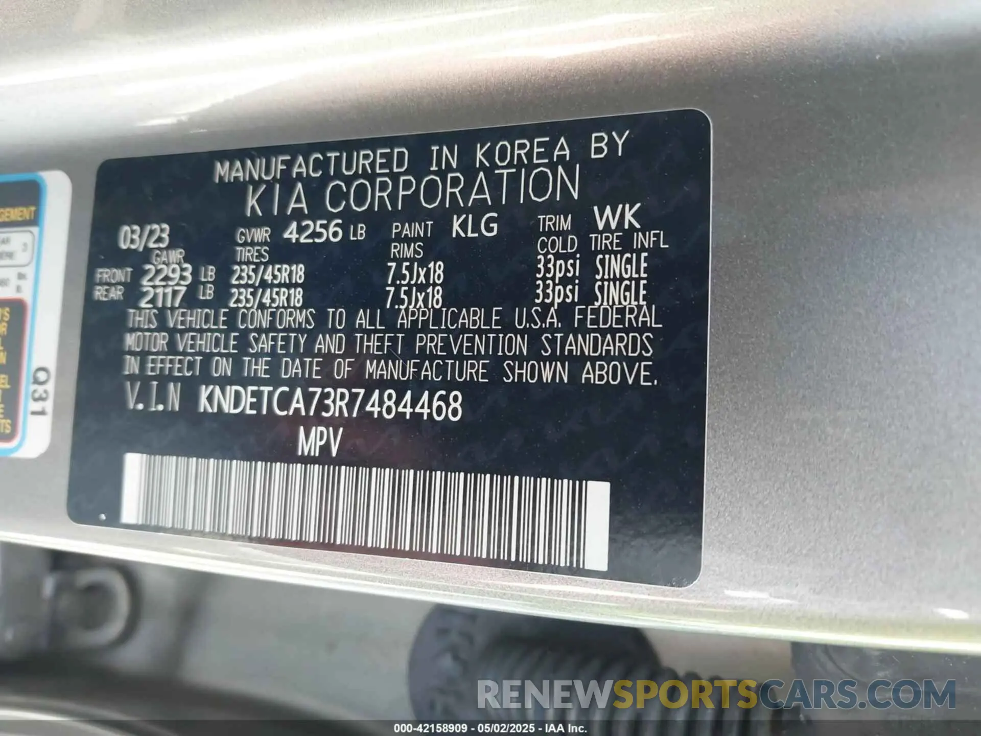 9 Photograph of a damaged car KNDETCA73R7484468 KIA SELTOS 2024