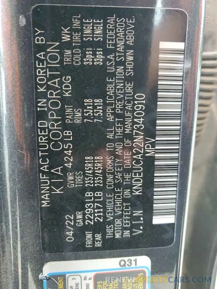 13 Photograph of a damaged car KNDEUCA22N7340910 KIA SELTOS NIG 2022