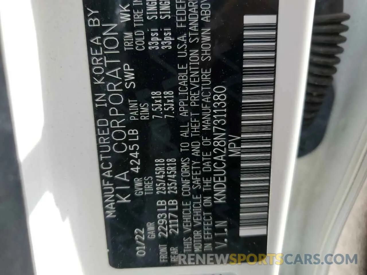 13 Photograph of a damaged car KNDEUCA28N7311380 KIA SELTOS NIG 2022