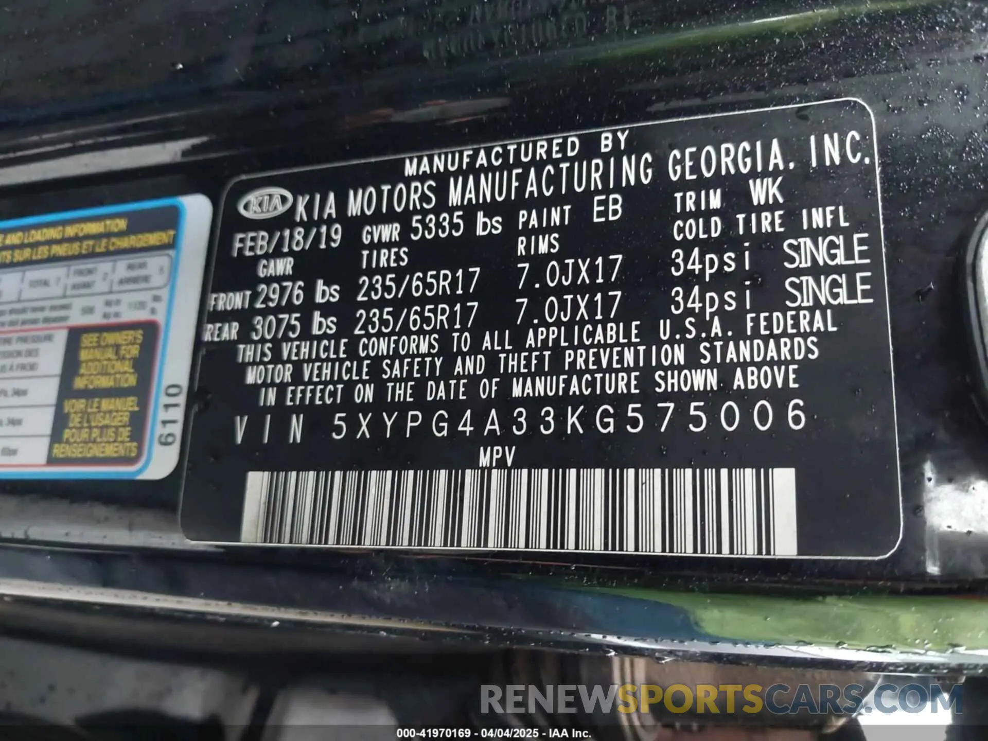 9 Фотография поврежденного автомобиля 5XYPG4A33KG575006 KIA SORENTO 2019