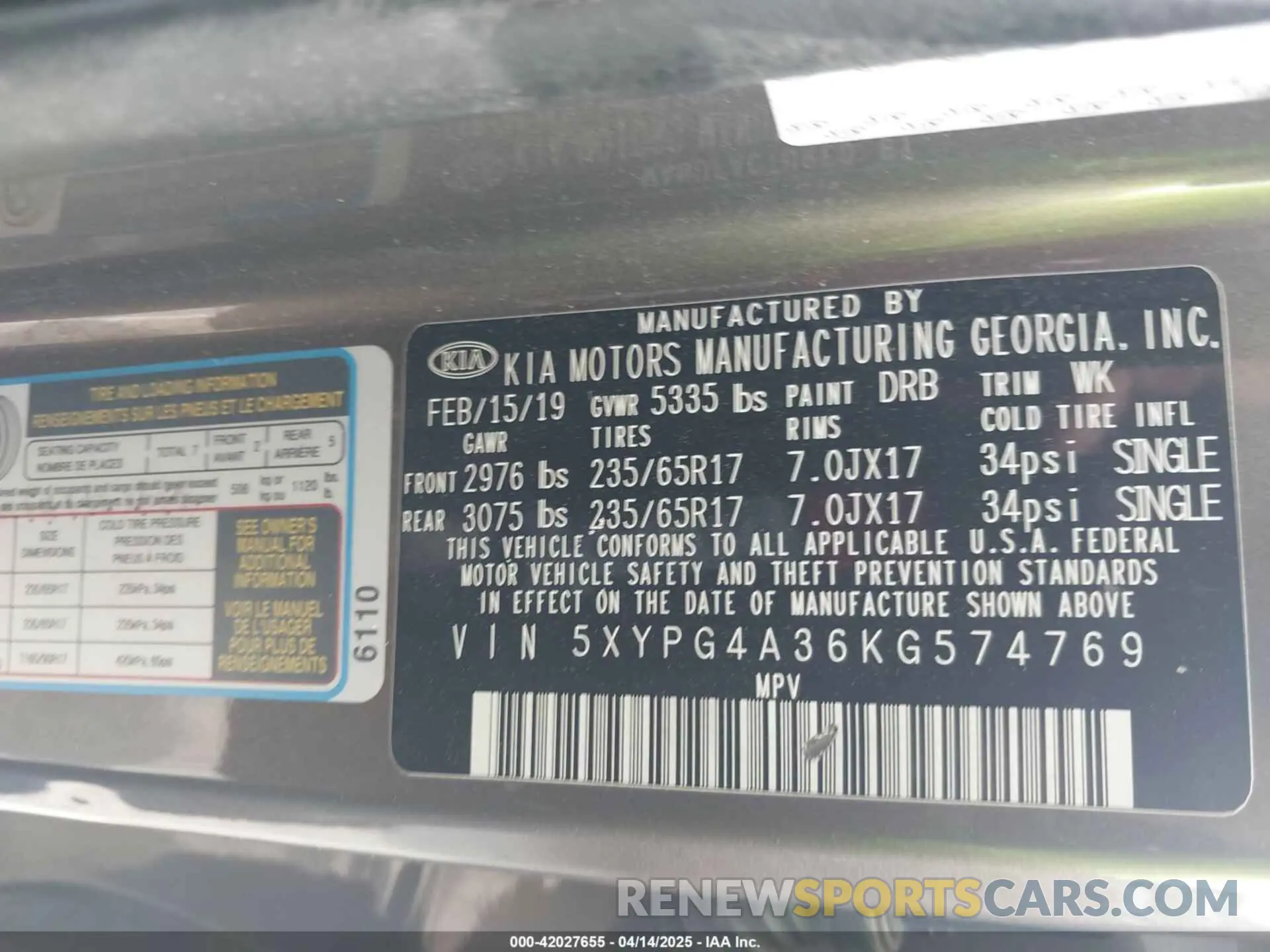 9 Фотография поврежденного автомобиля 5XYPG4A36KG574769 KIA SORENTO 2019