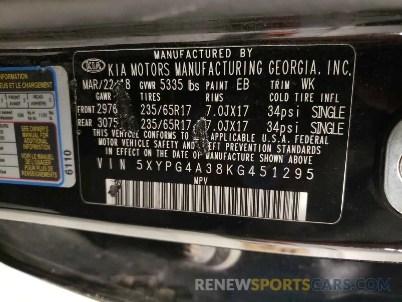 13 Photograph of a damaged car 5XYPG4A38KG451295 KIA SORENTO 2019