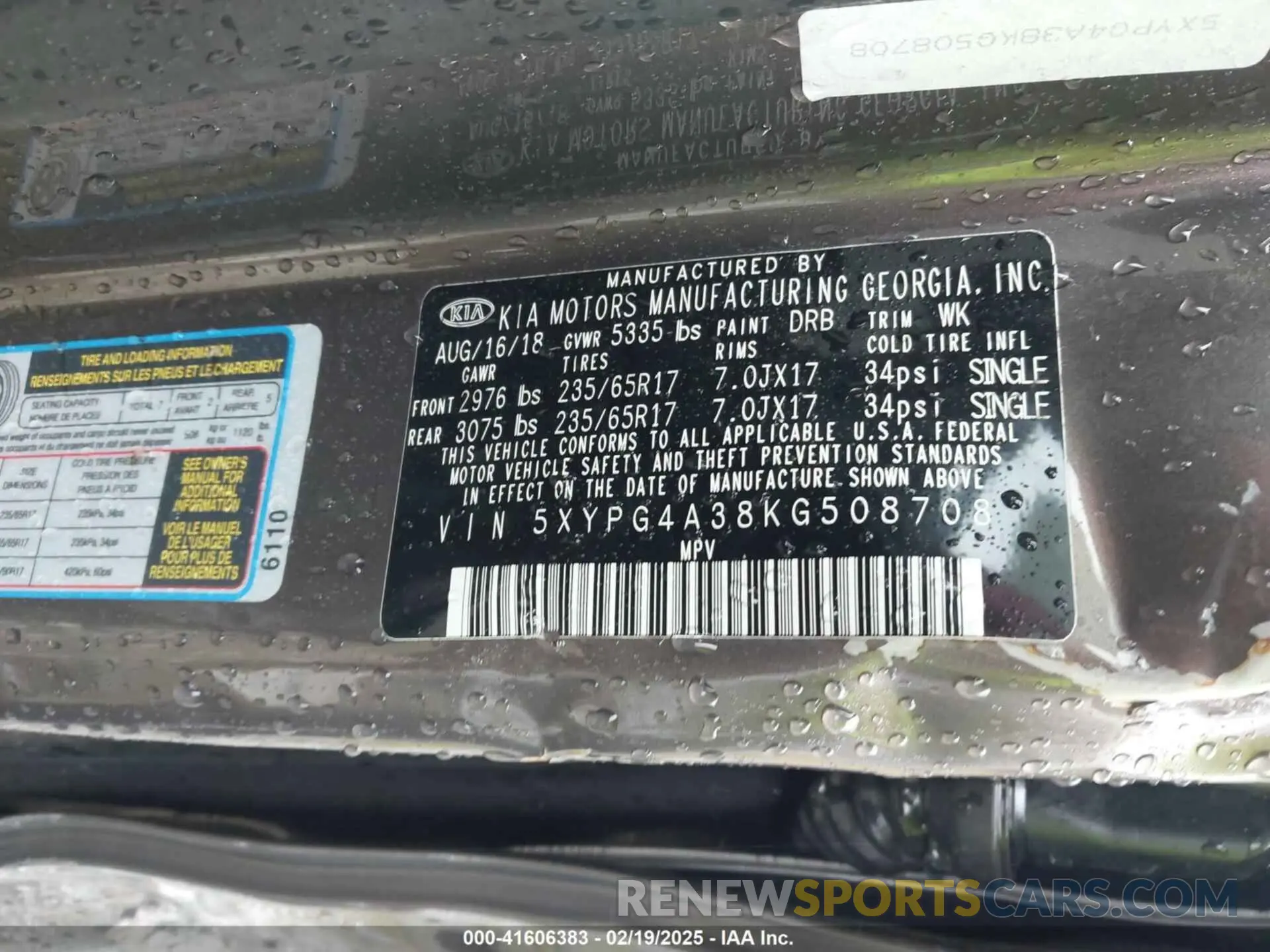 9 Фотография поврежденного автомобиля 5XYPG4A38KG508708 KIA SORENTO 2019