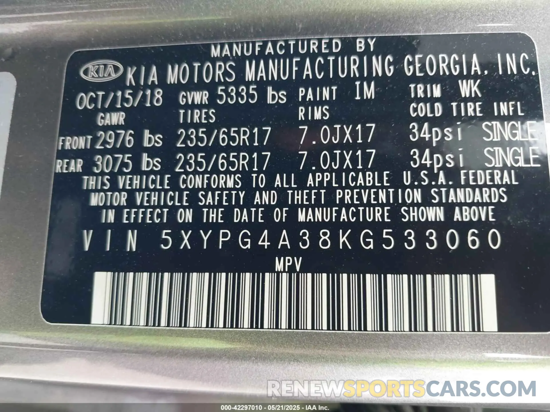 9 Фотография поврежденного автомобиля 5XYPG4A38KG533060 KIA SORENTO 2019