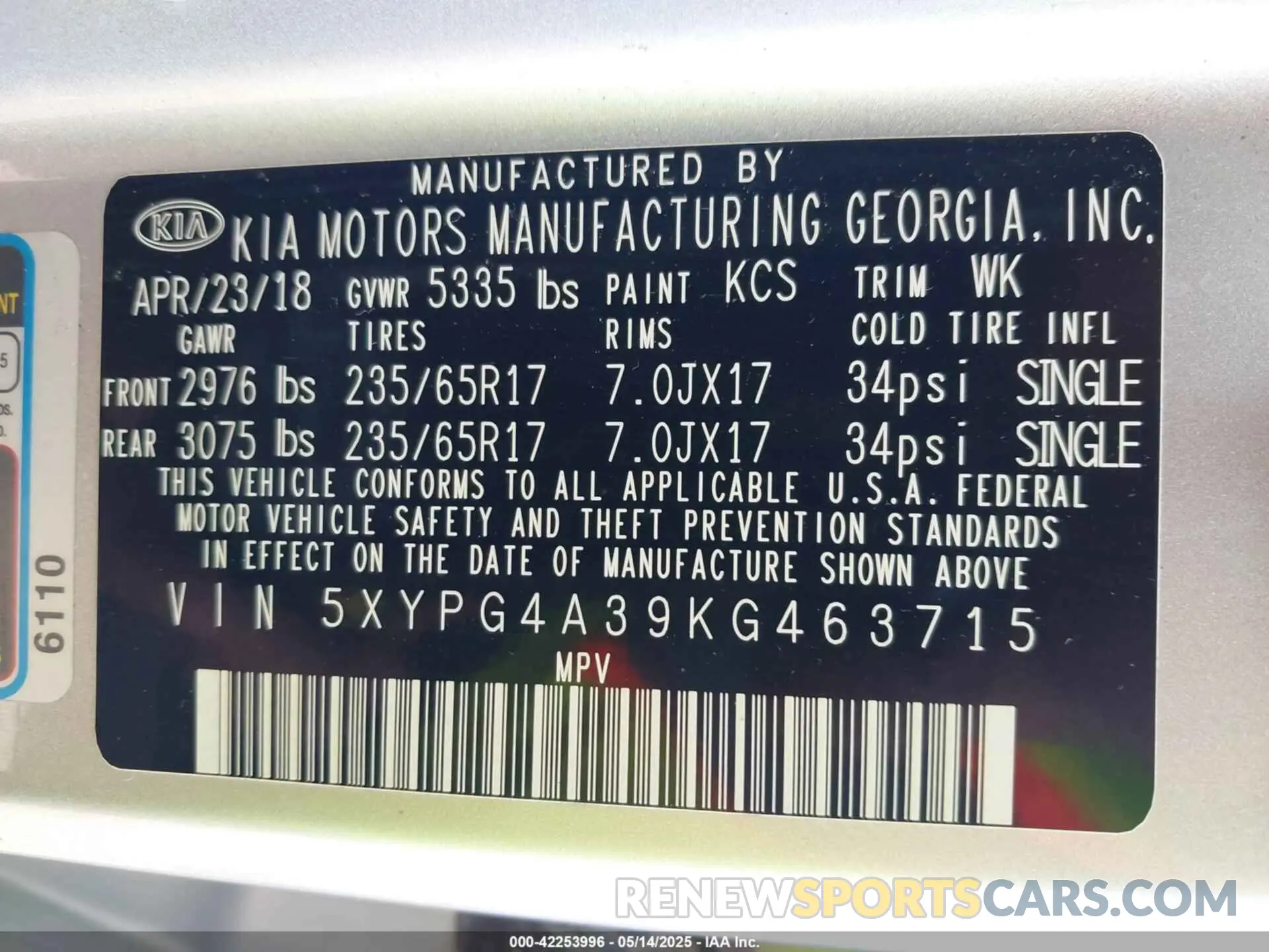 9 Photograph of a damaged car 5XYPG4A39KG463715 KIA SORENTO 2019