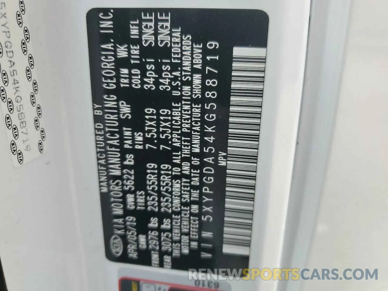 15 Фотография поврежденного автомобиля 5XYPGDA54KG588719 KIA SORENTO 2019