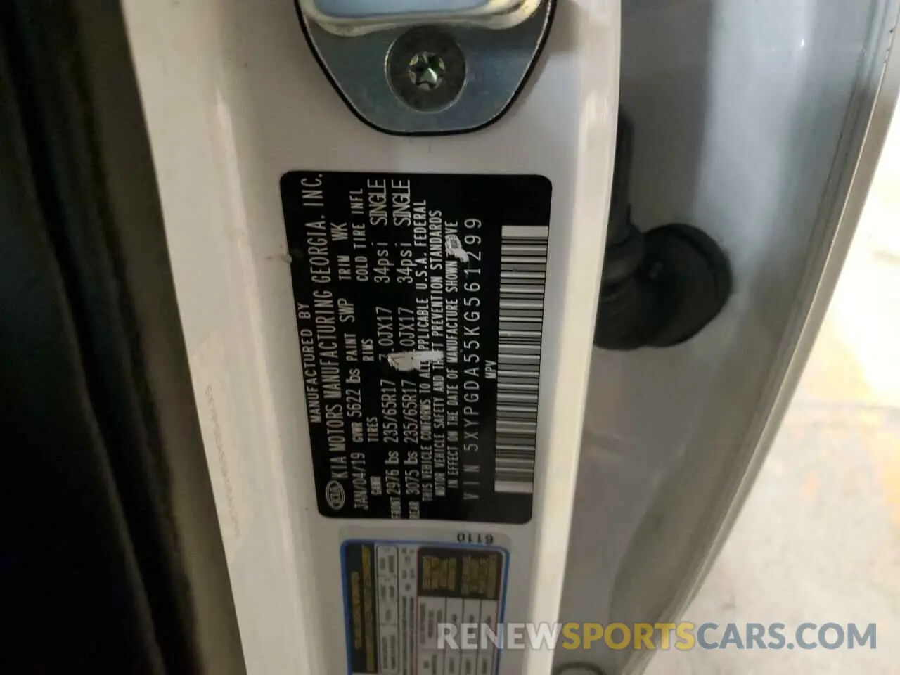 15 Photograph of a damaged car 5XYPGDA55KG561299 KIA SORENTO 2019