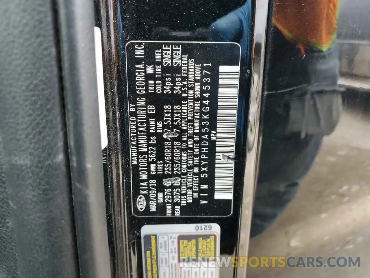 15 Photograph of a damaged car 5XYPHDA53KG445371 KIA SORENTO 2019