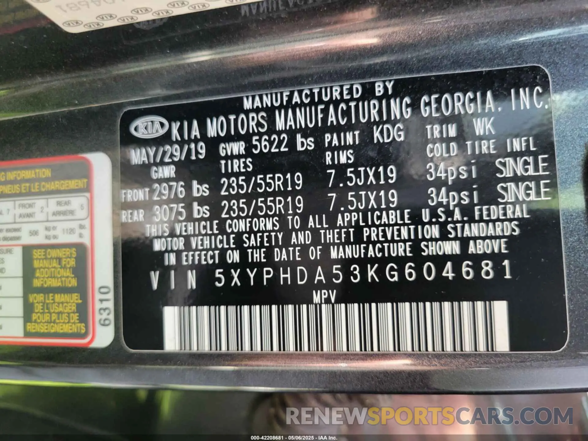 9 Фотография поврежденного автомобиля 5XYPHDA53KG604681 KIA SORENTO 2019
