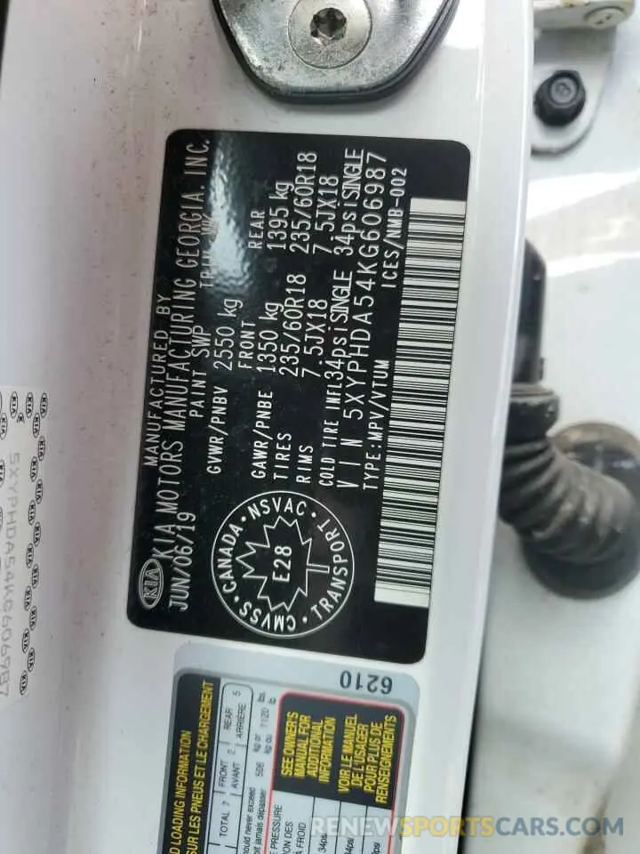 13 Photograph of a damaged car 5XYPHDA54KG606987 KIA SORENTO 2019