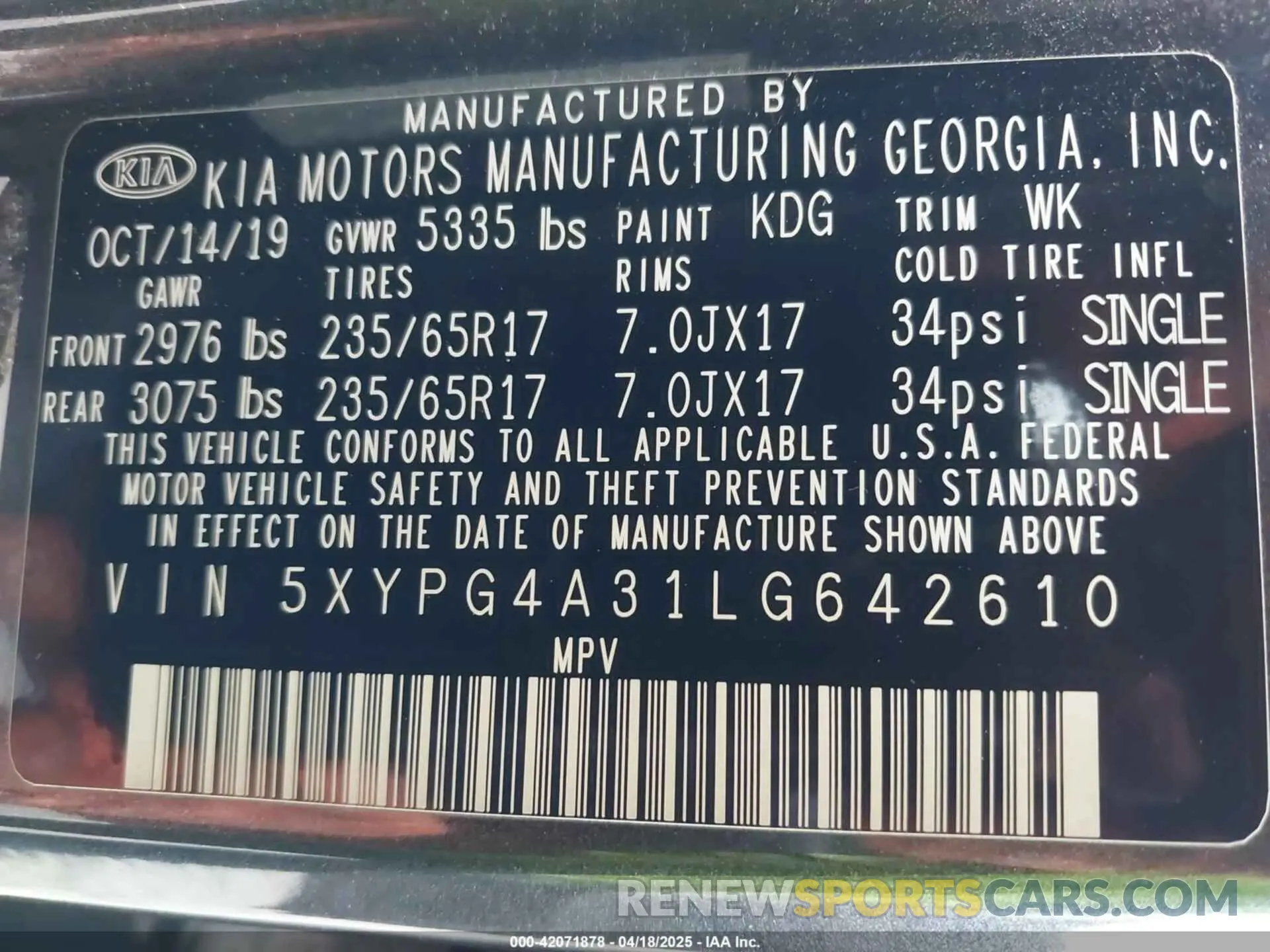 9 Фотография поврежденного автомобиля 5XYPG4A31LG642610 KIA SORENTO 2020