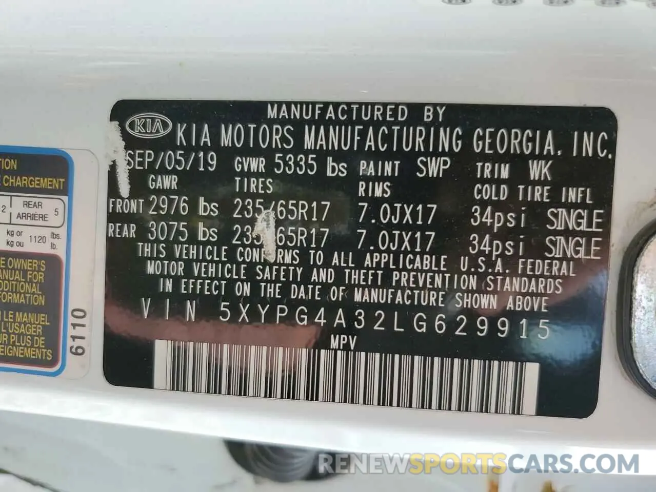 14 Photograph of a damaged car 5XYPG4A32LG629915 KIA SORENTO 2020