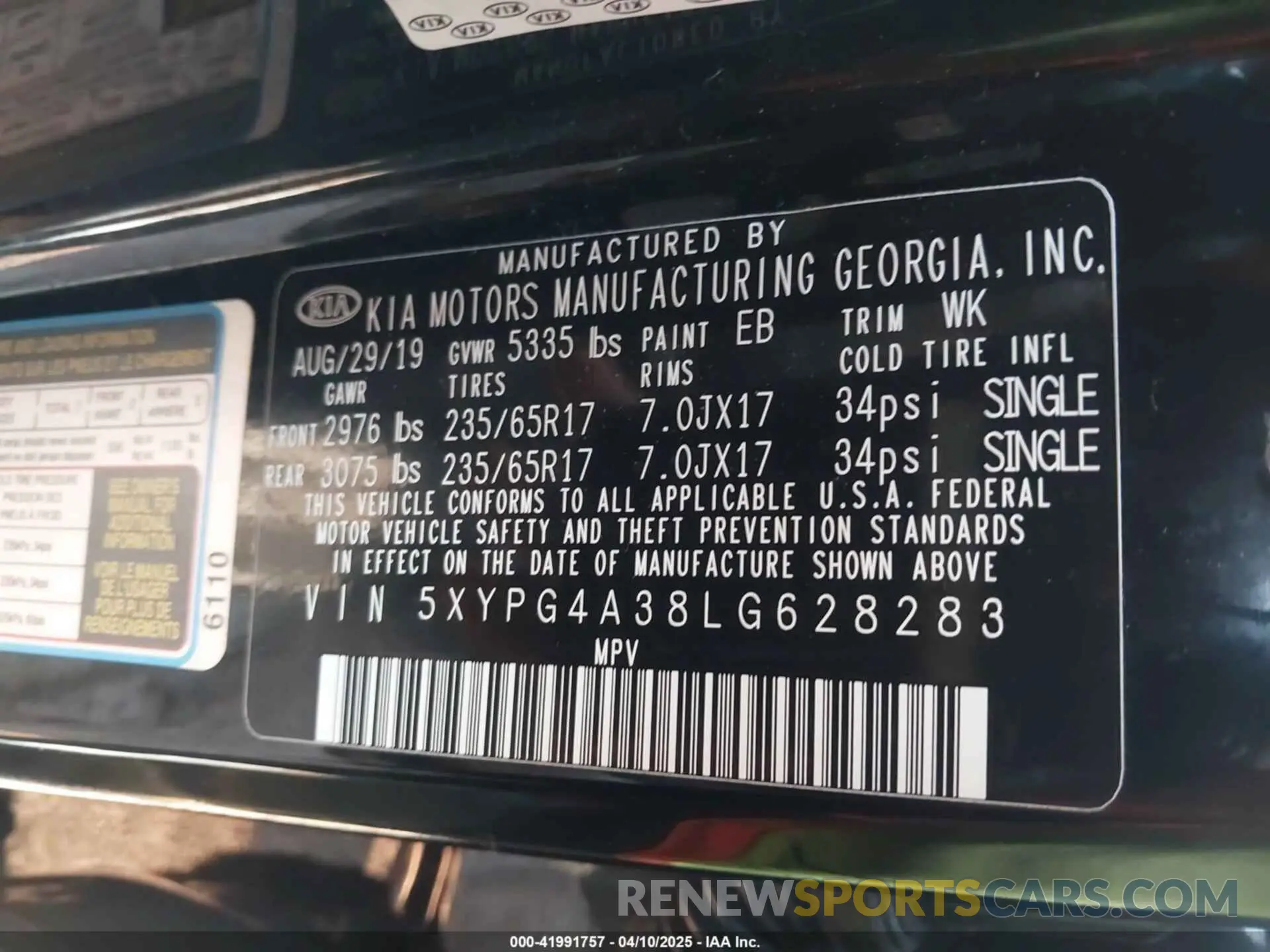 9 Photograph of a damaged car 5XYPG4A38LG628283 KIA SORENTO 2020