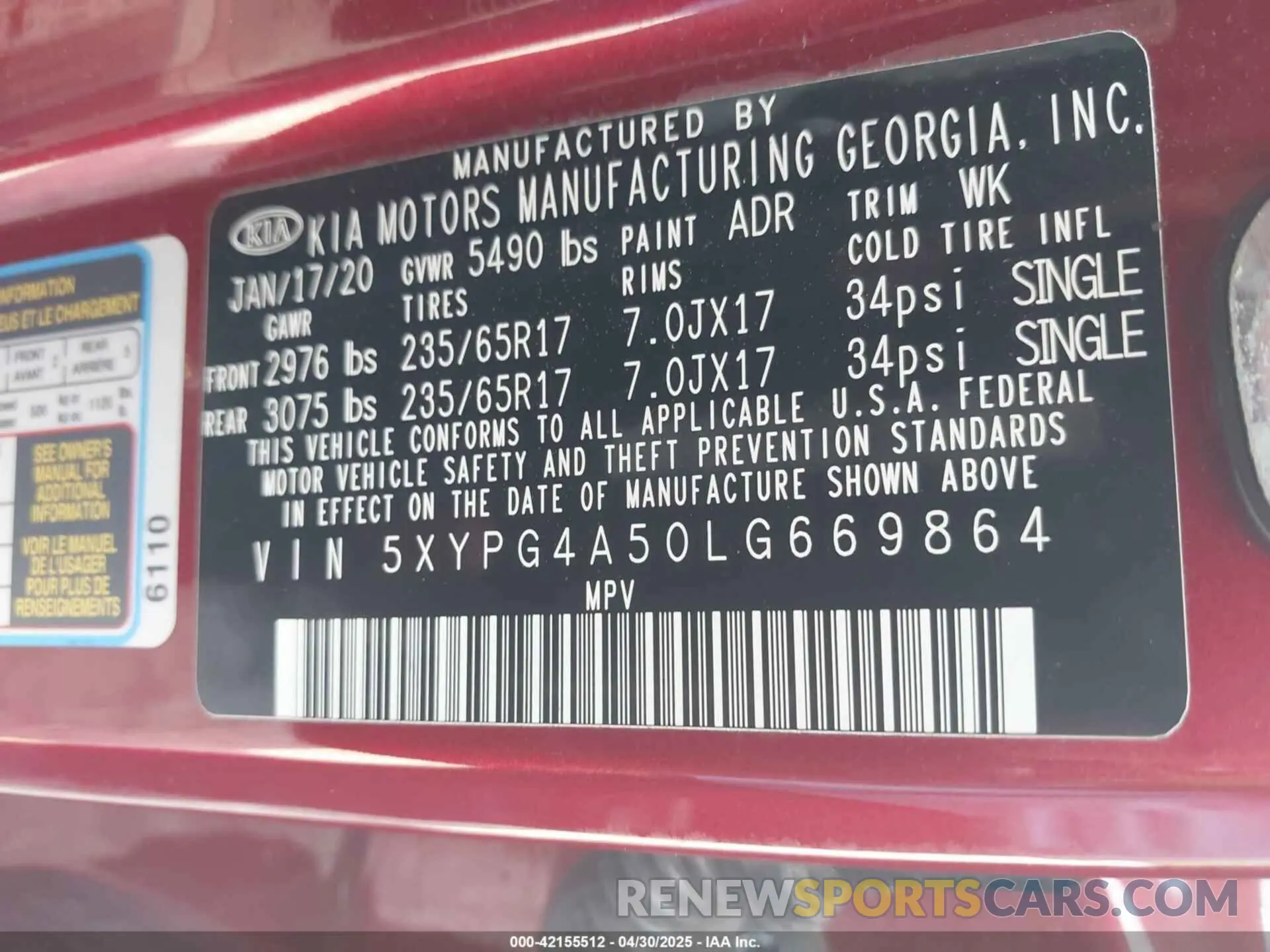 9 Фотография поврежденного автомобиля 5XYPG4A50LG669864 KIA SORENTO 2020
