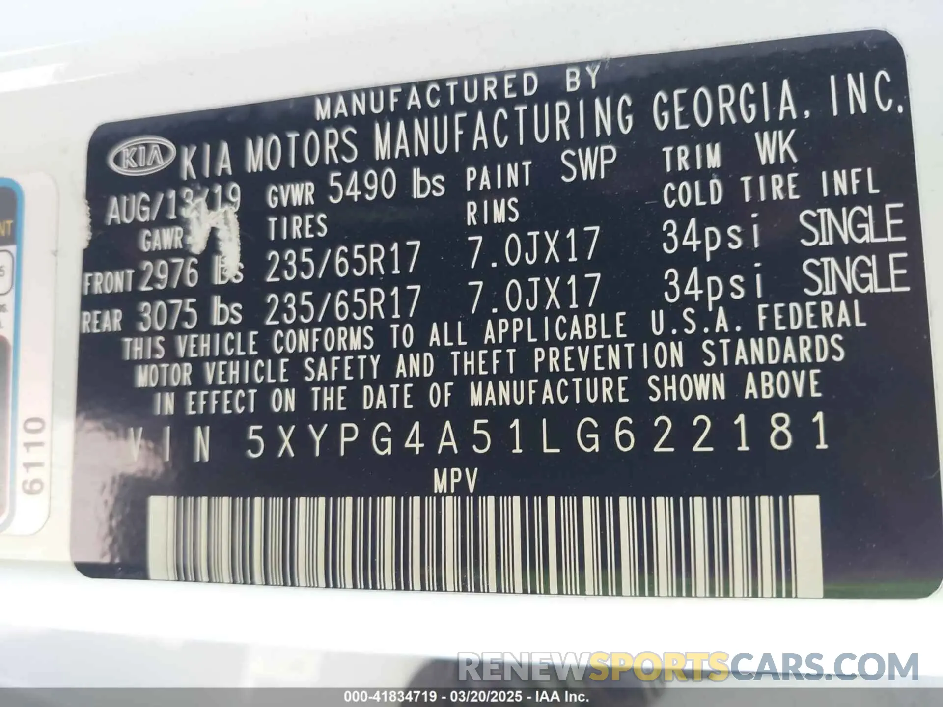 9 Фотография поврежденного автомобиля 5XYPG4A51LG622181 KIA SORENTO 2020