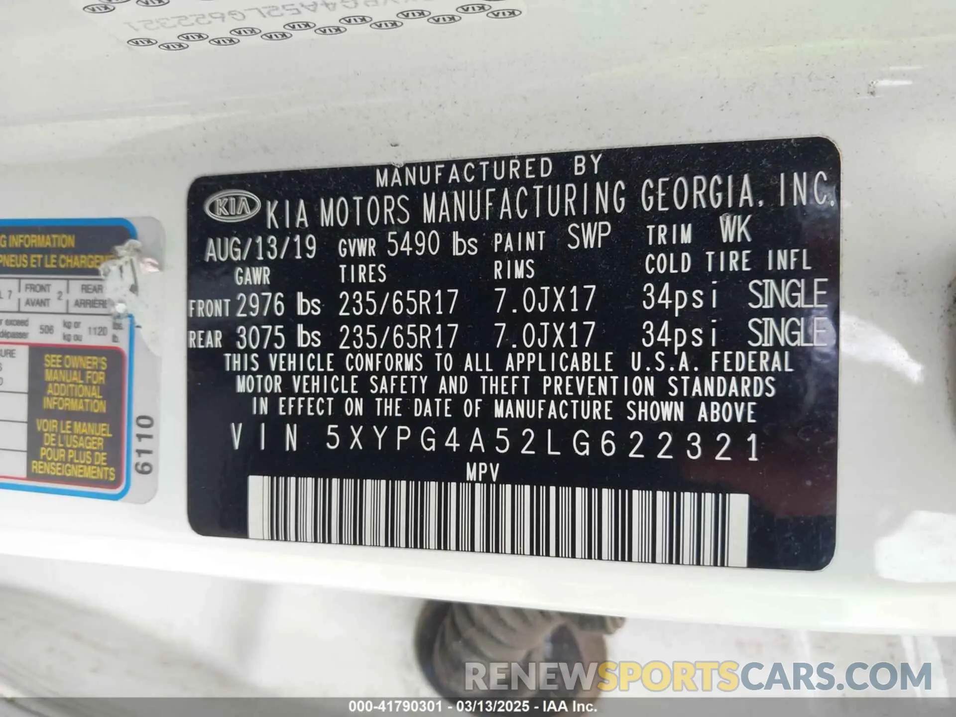 9 Фотография поврежденного автомобиля 5XYPG4A52LG622321 KIA SORENTO 2020