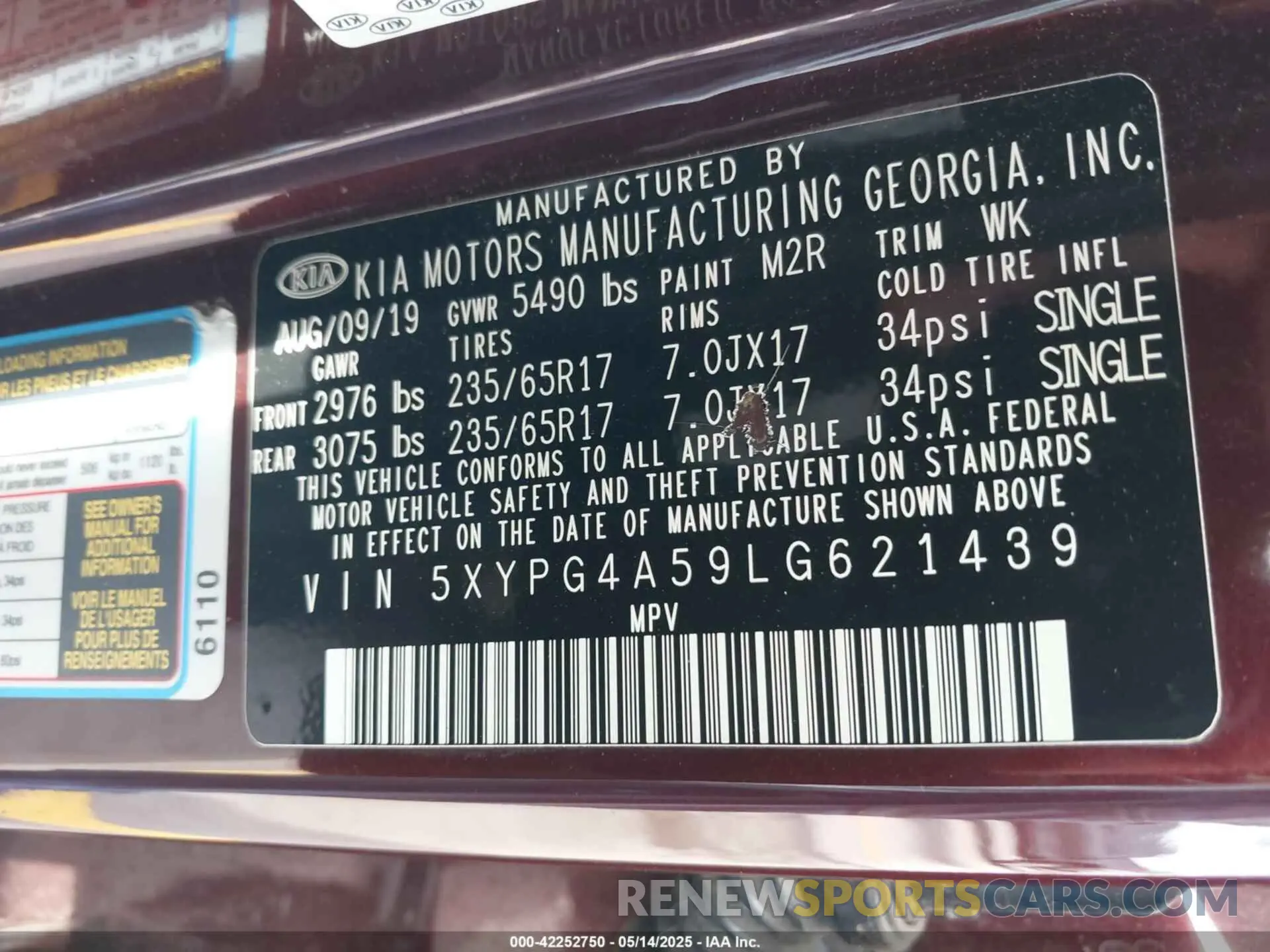 9 Фотография поврежденного автомобиля 5XYPG4A59LG621439 KIA SORENTO 2020