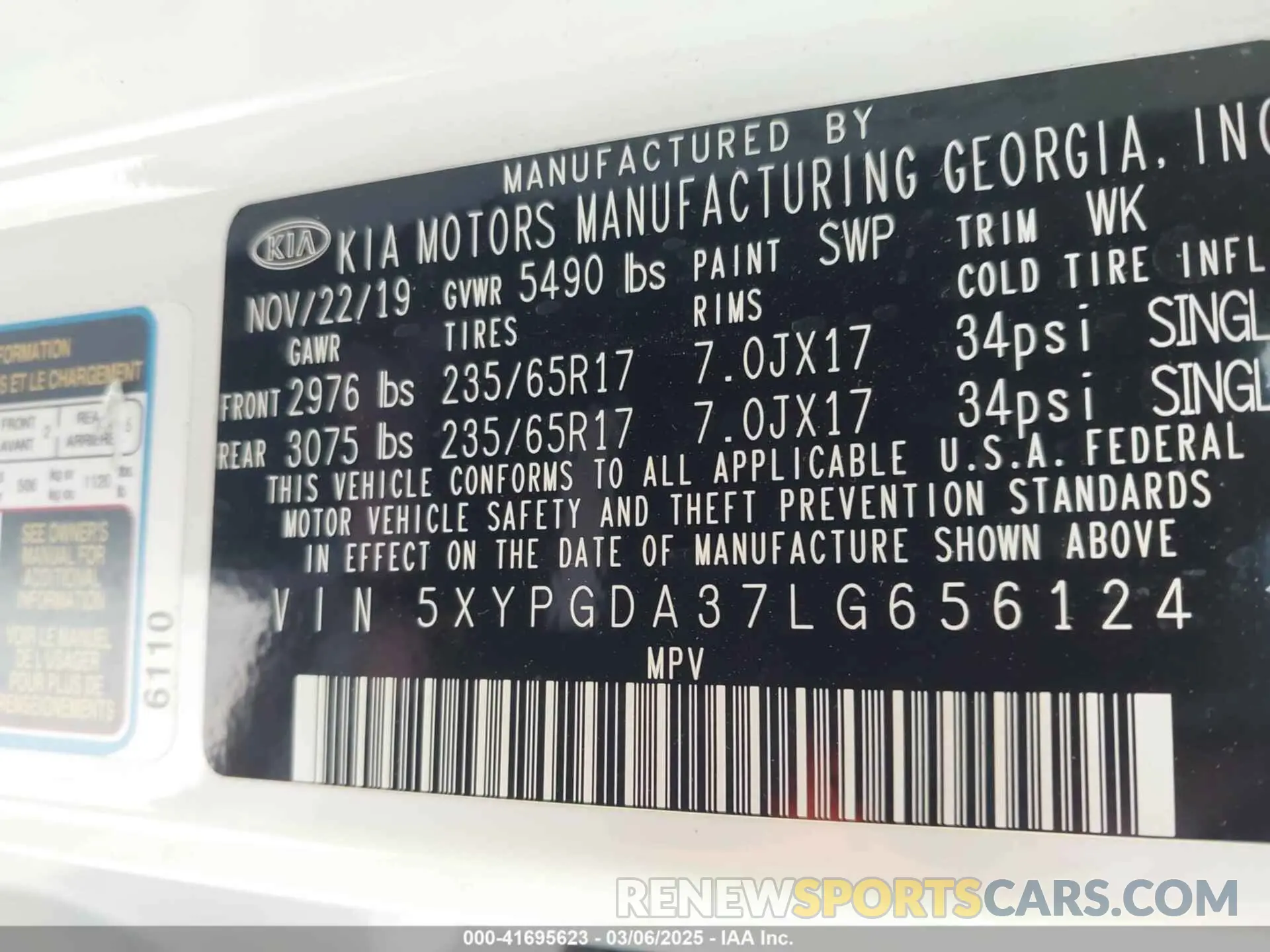 9 Фотография поврежденного автомобиля 5XYPGDA37LG656124 KIA SORENTO 2020