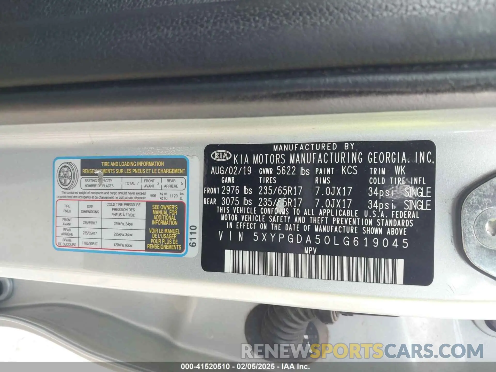 9 Photograph of a damaged car 5XYPGDA50LG619045 KIA SORENTO 2020