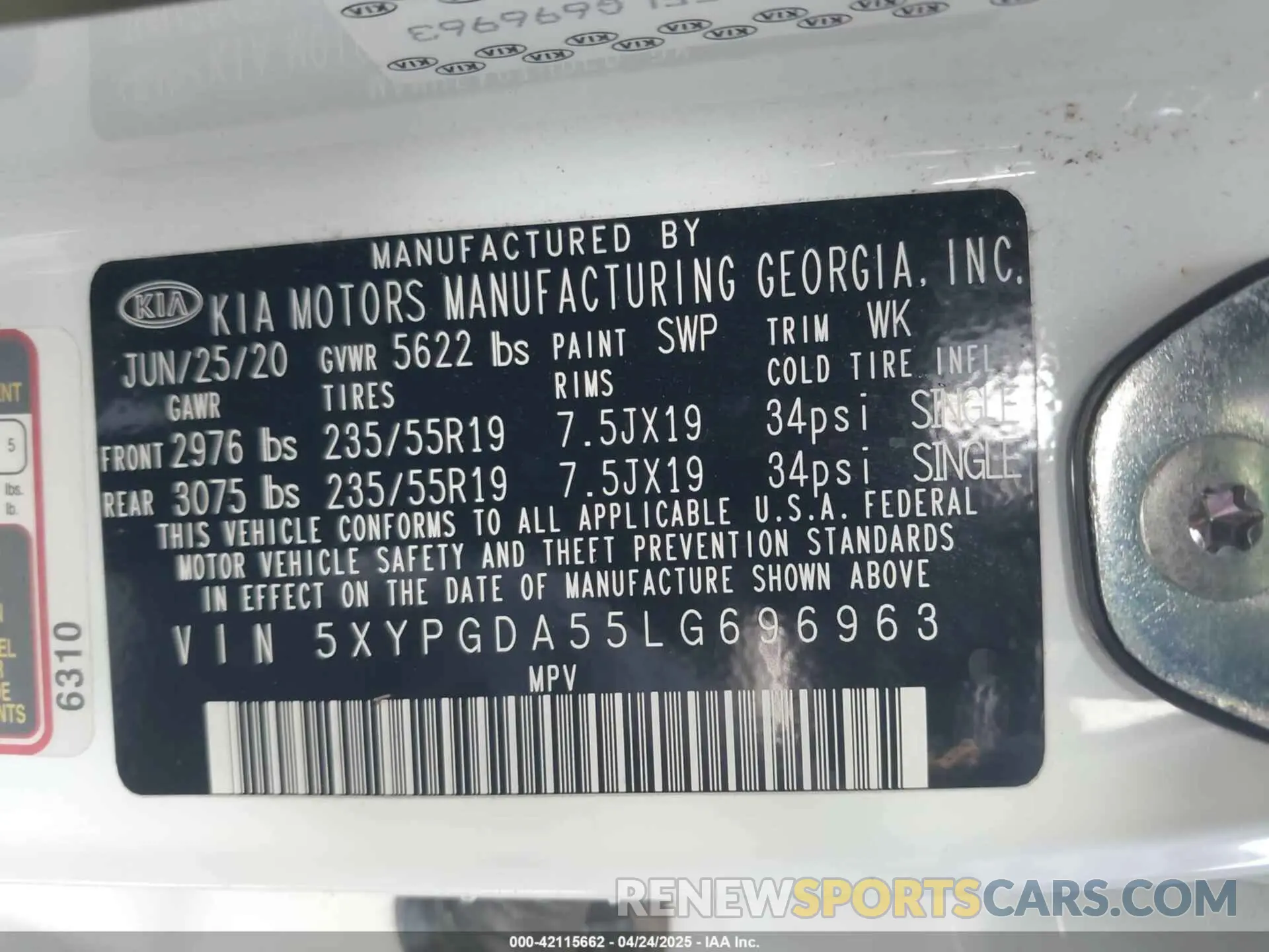 9 Фотография поврежденного автомобиля 5XYPGDA55LG696963 KIA SORENTO 2020