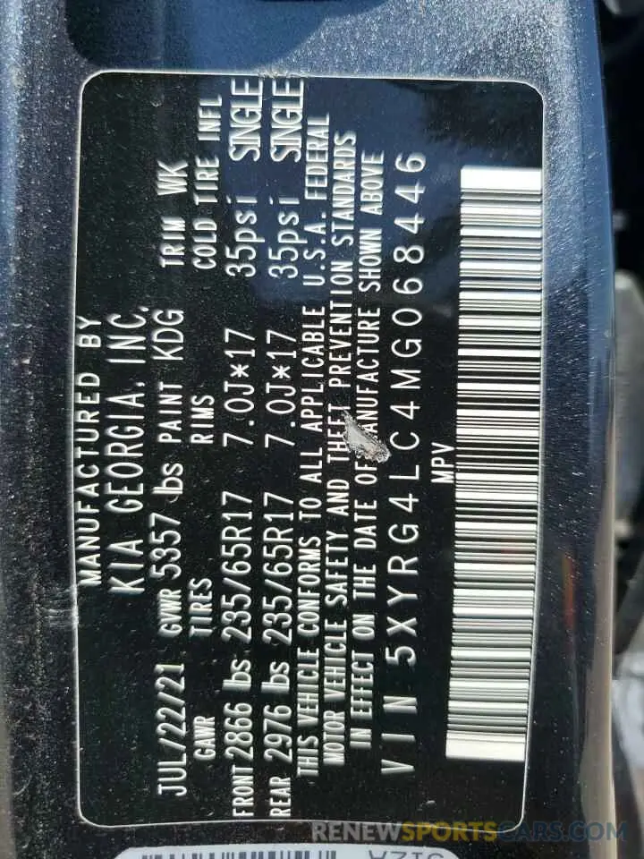 13 Фотография поврежденного автомобиля 5XYRG4LC4MG068446 KIA SORENTO 2021