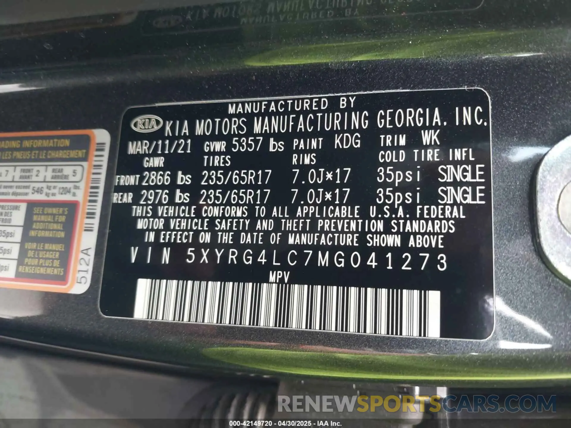 9 Фотография поврежденного автомобиля 5XYRG4LC7MG041273 KIA SORENTO 2021
